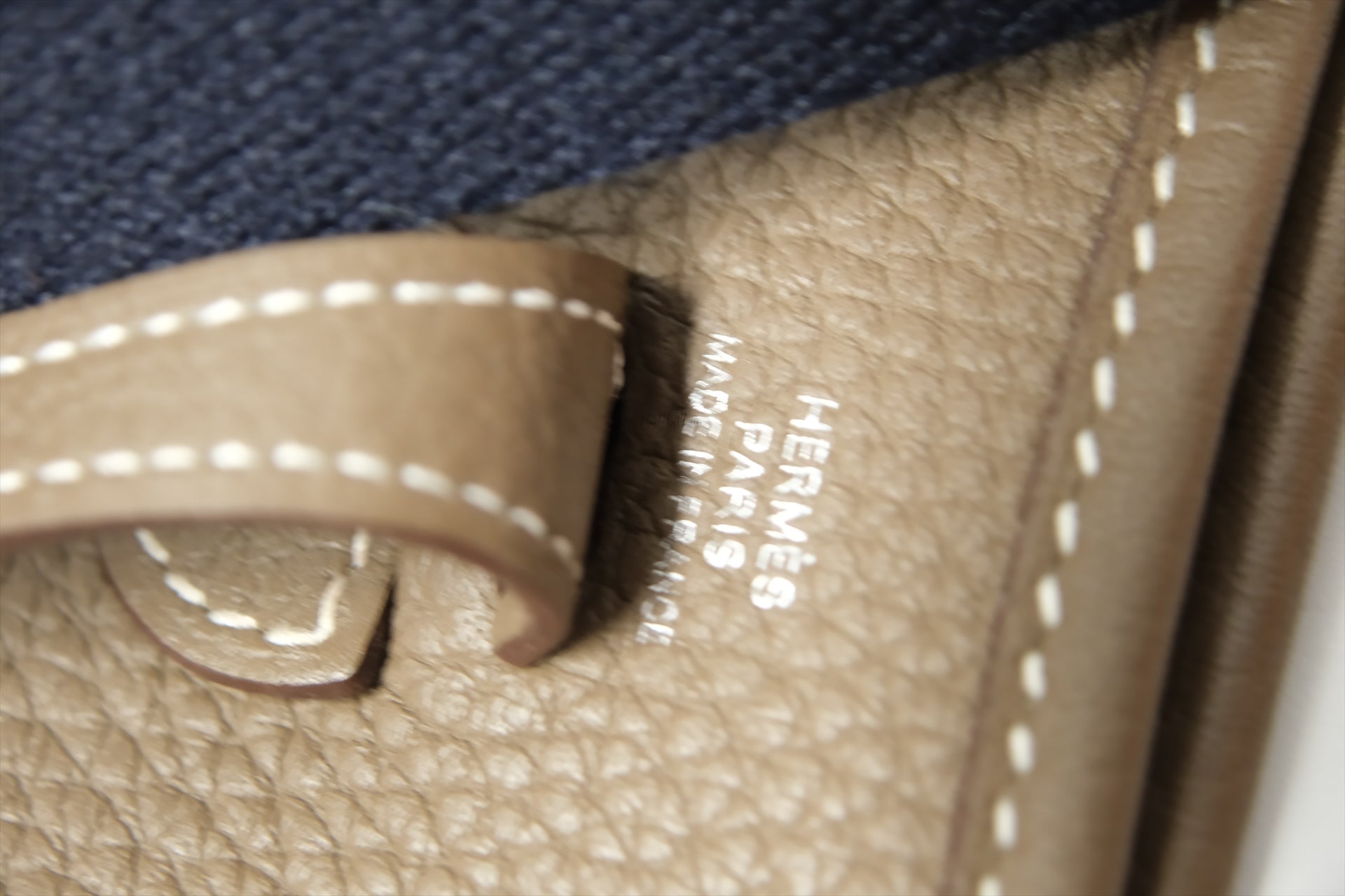 HERMES TPM MINI EVELYNE ETOUPE /BLEU INDIGO SHW