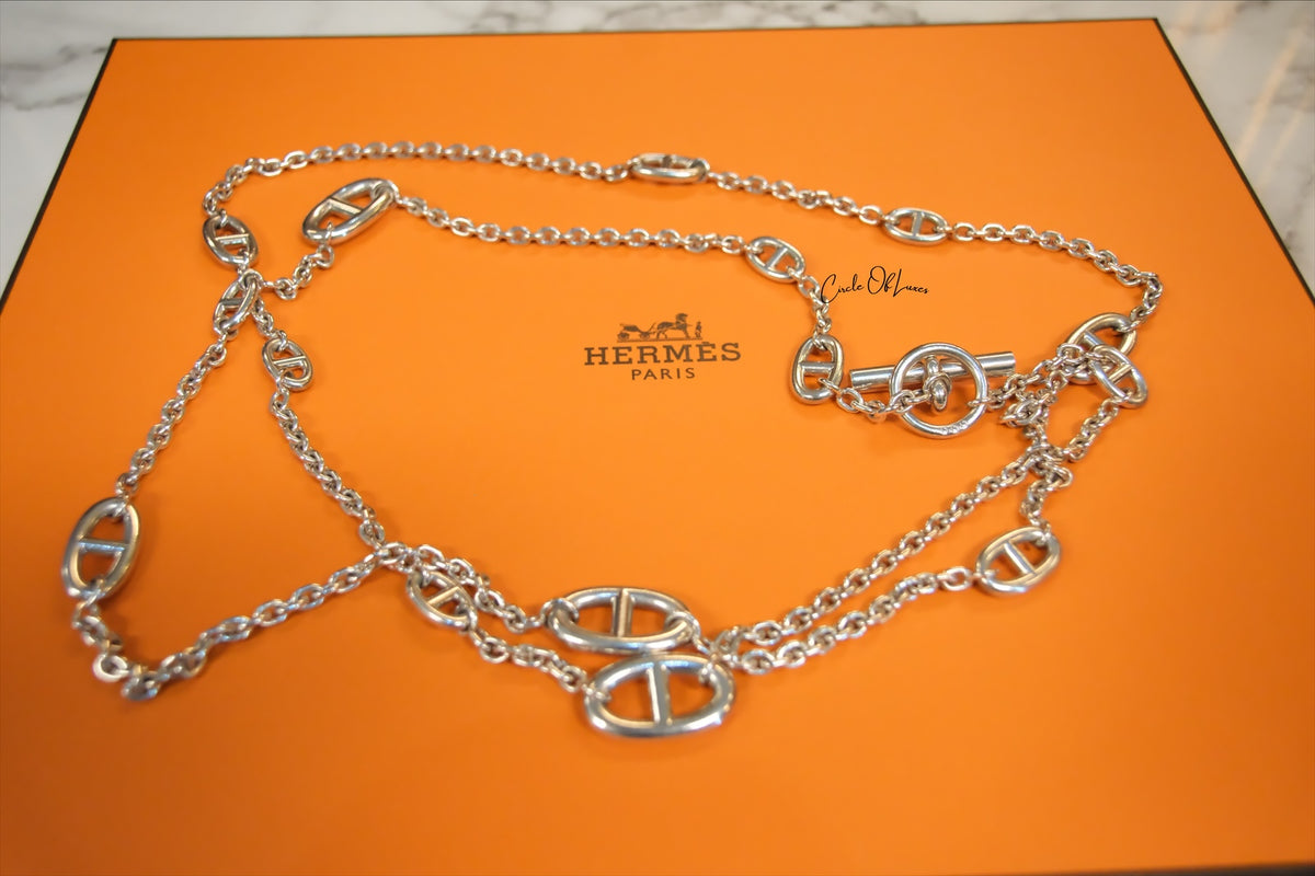 HERMES  SILVER 160cm NECKLACE