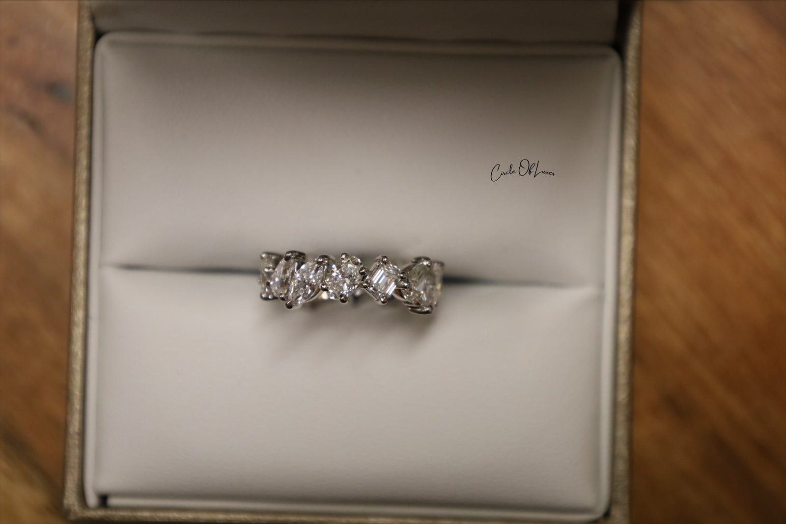 Platinum  eternity Oval, Pears, Marquise & Emerald Diamonds  ring