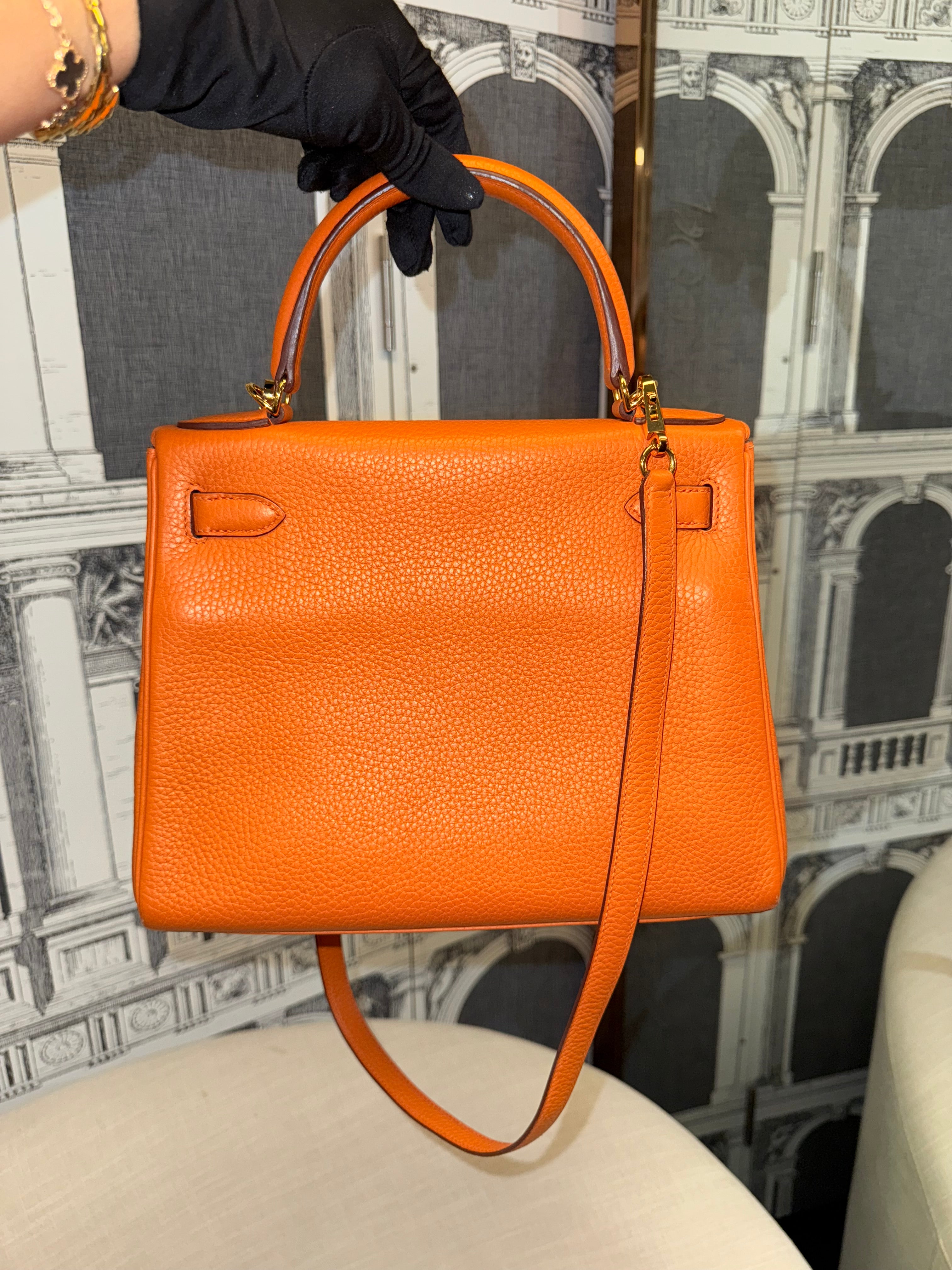 HERMES KELLY 28 ORANGE CLEMENCE GHW STAMP X