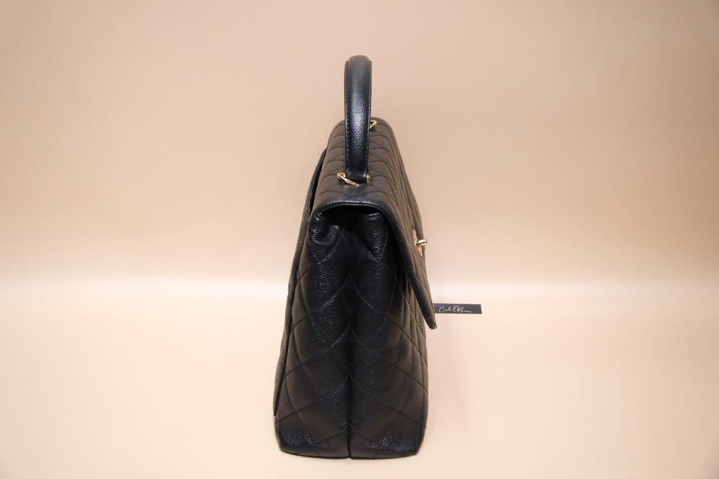 CHANEL KELLY VINTAGE BLACK QUILTED CAVIAR GHW