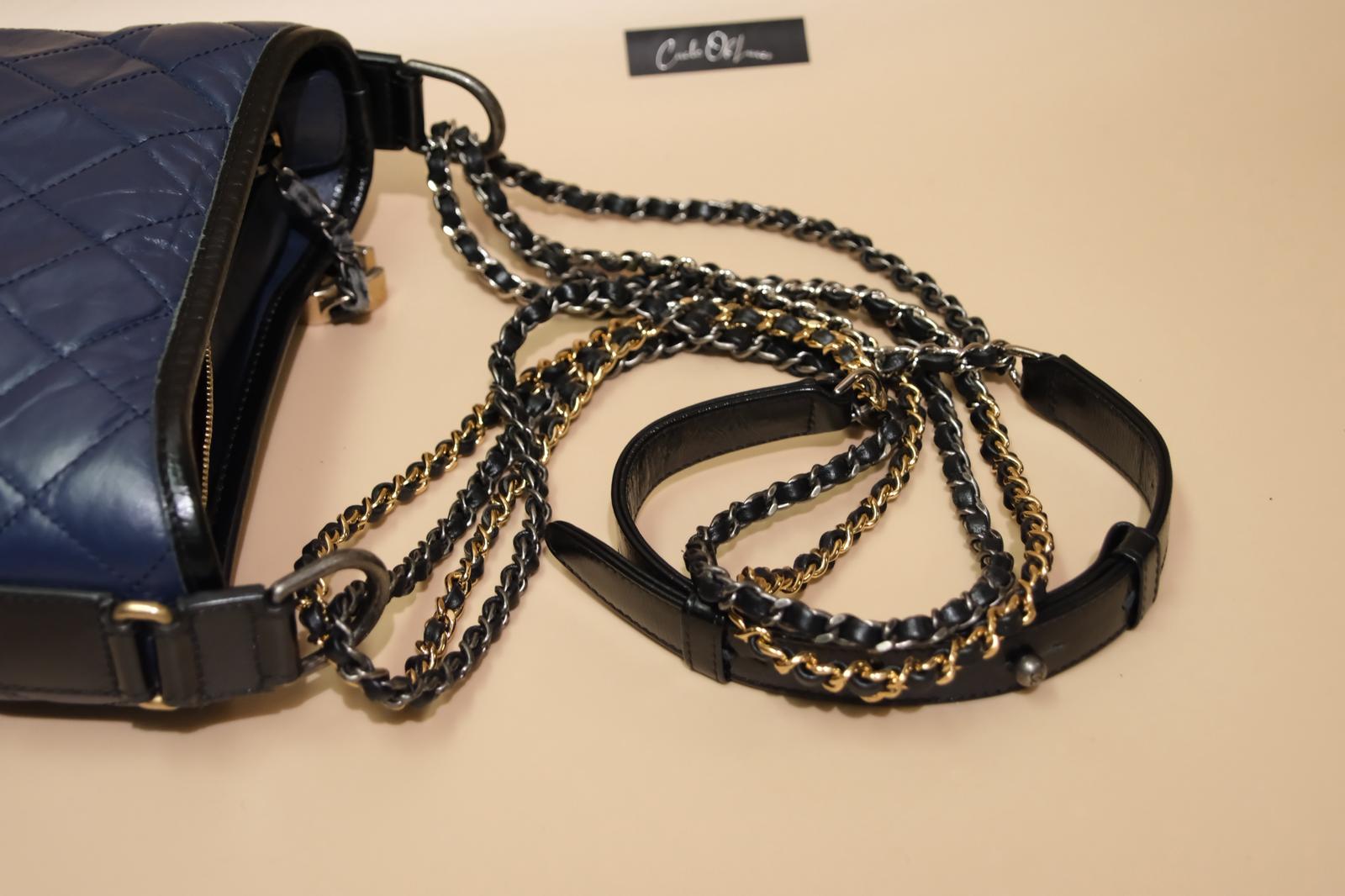 CHANEL SMALL GABRIELLE NAVY/BLACK CALFSKIN MIXED HARDWARE