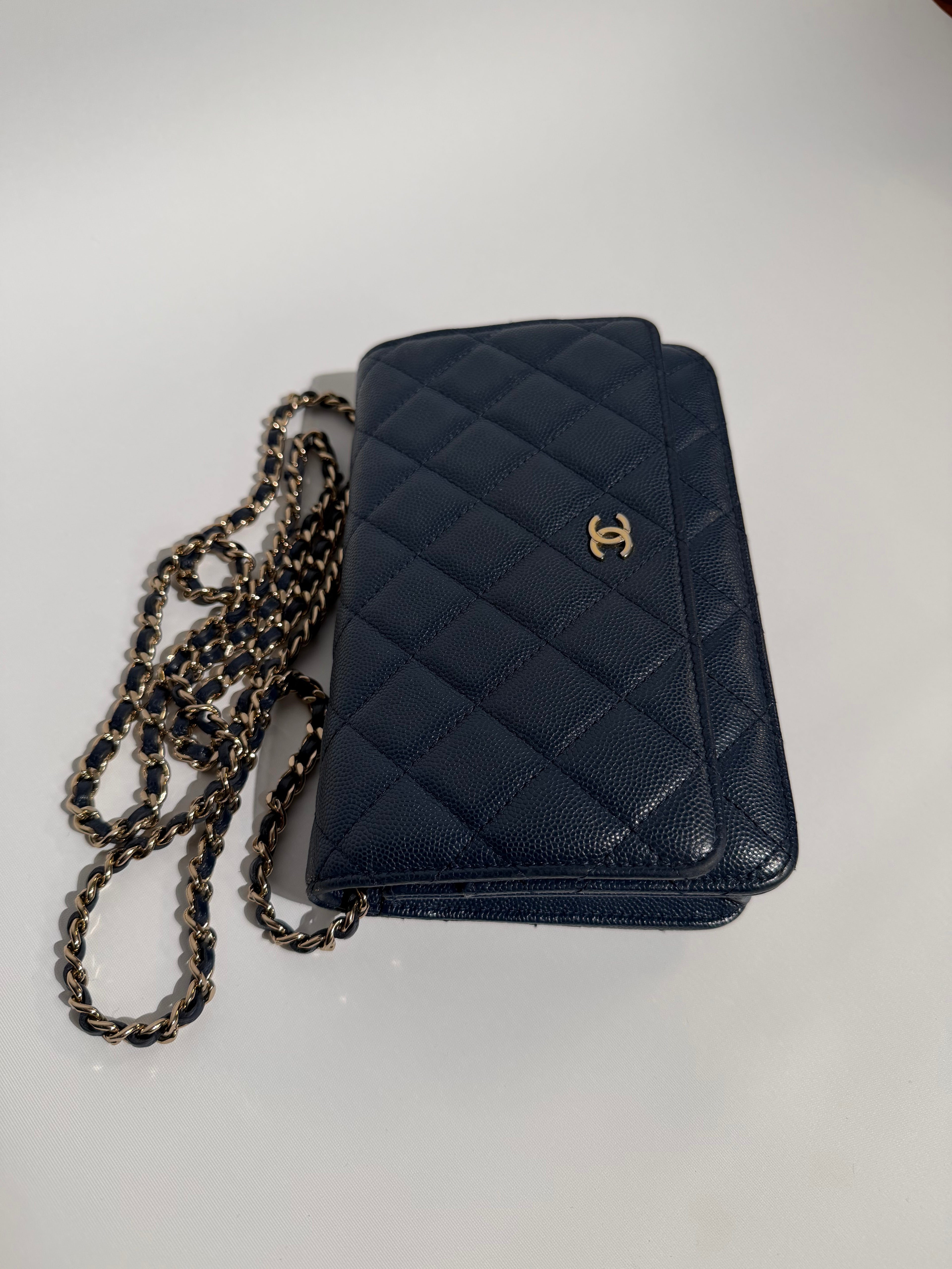 CHANEL WALLET ON CHAIN CAVIAR NAVY GHW