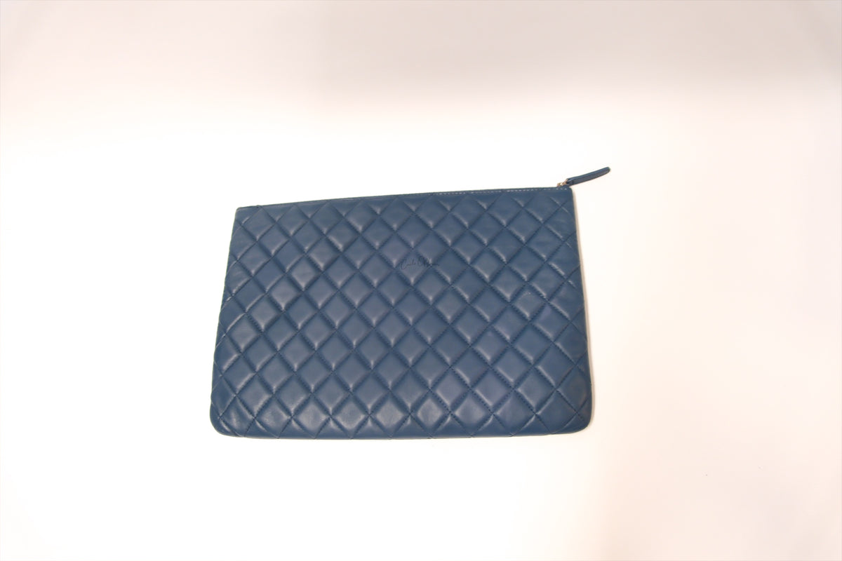 CHANEL LARGE OCASE LAMBSKIN BLUE SHW