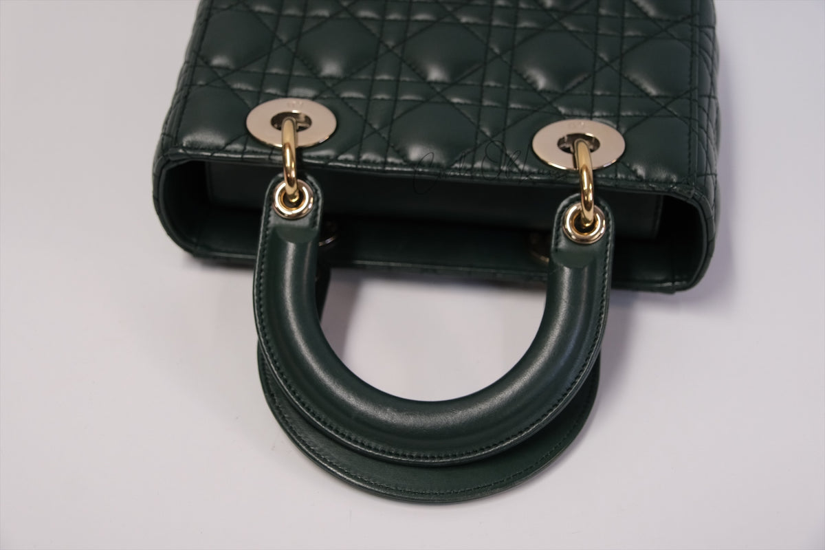 LADY DIOR SMALL DARK GREEN GHW