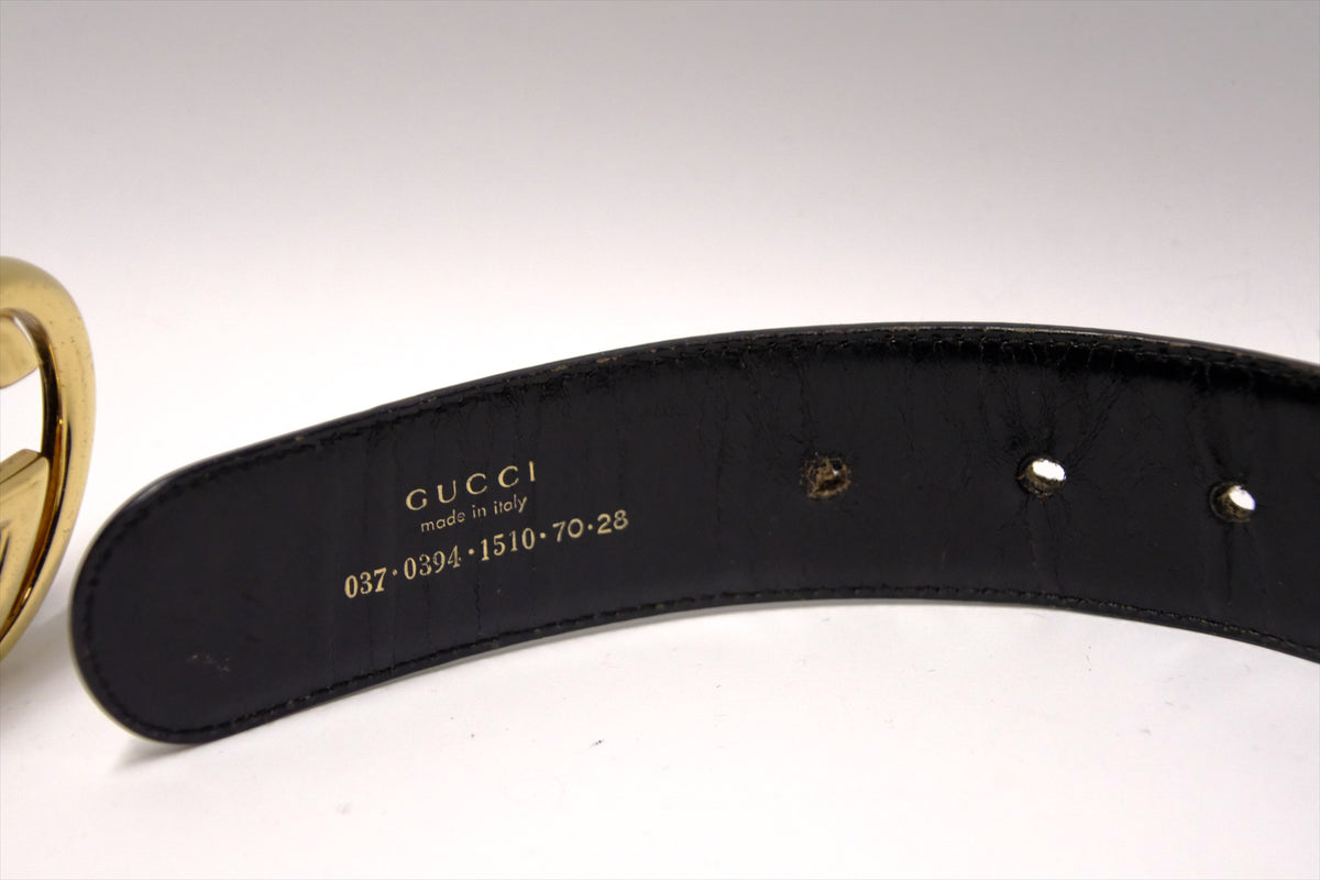 GUCCI X TOMFORD F/W1996 BLACK INTERLOCKING BELT  SIZE 70