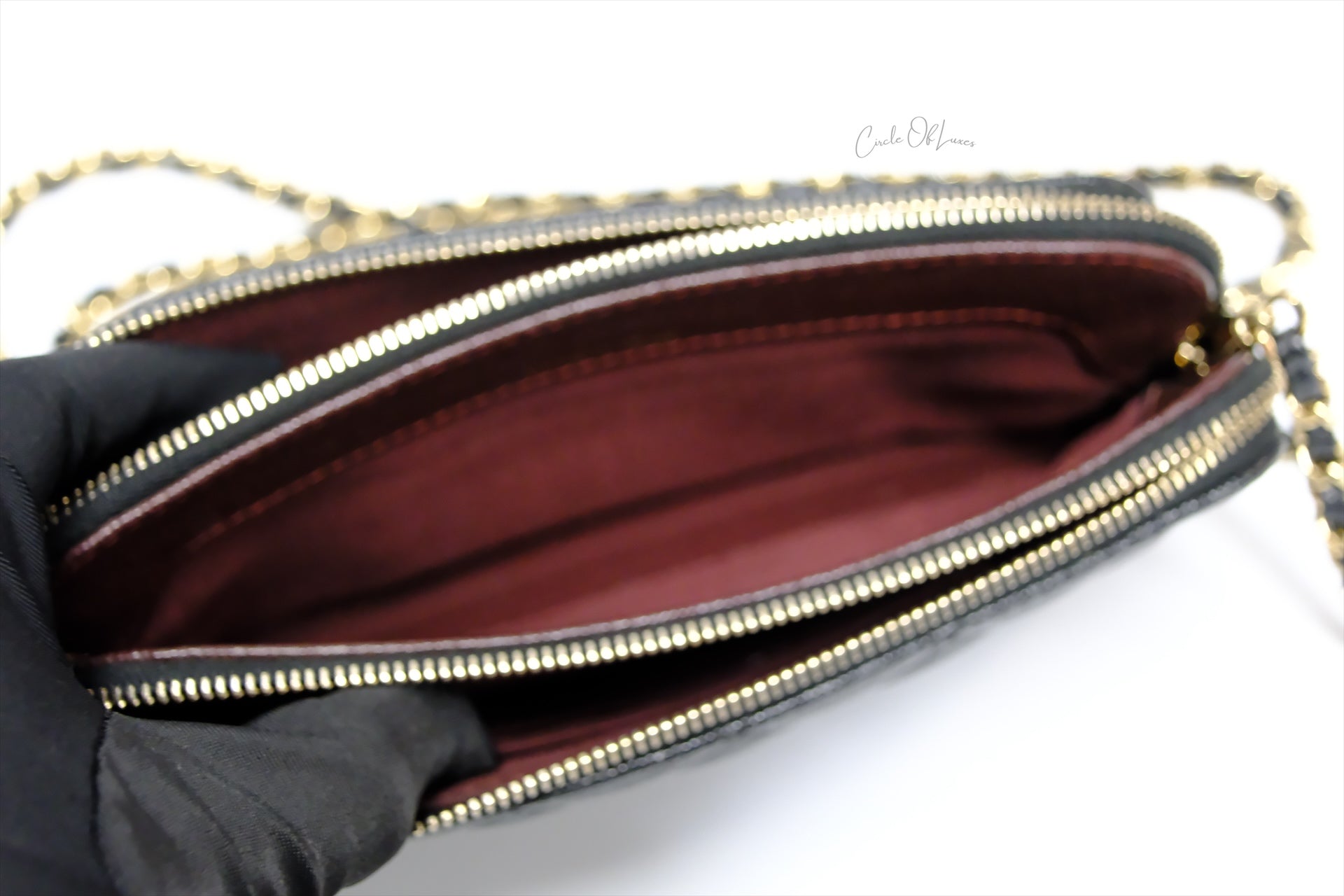 CHANEL DOUBLE CHAIN  POUCH CAVIAR GHW