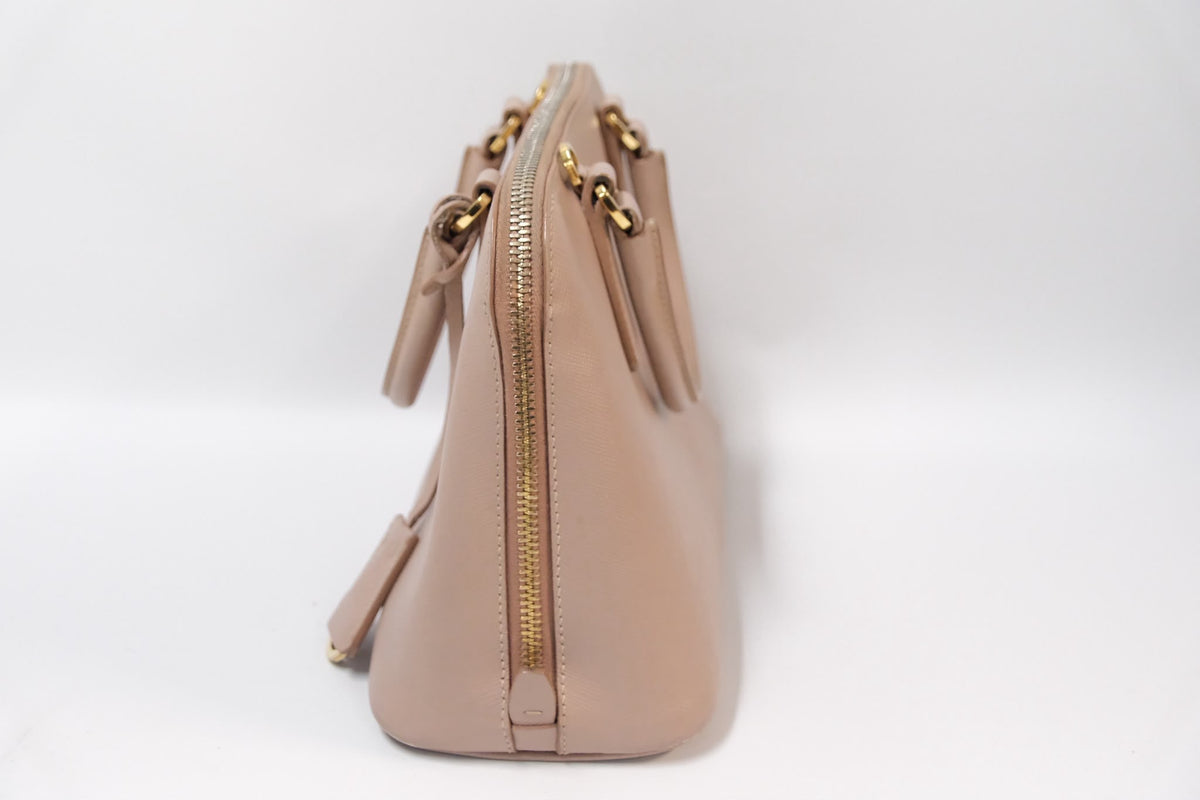 Prada Promenade Small Bag  Powder Pink Saffiano Leather & Gold Tone Hardware