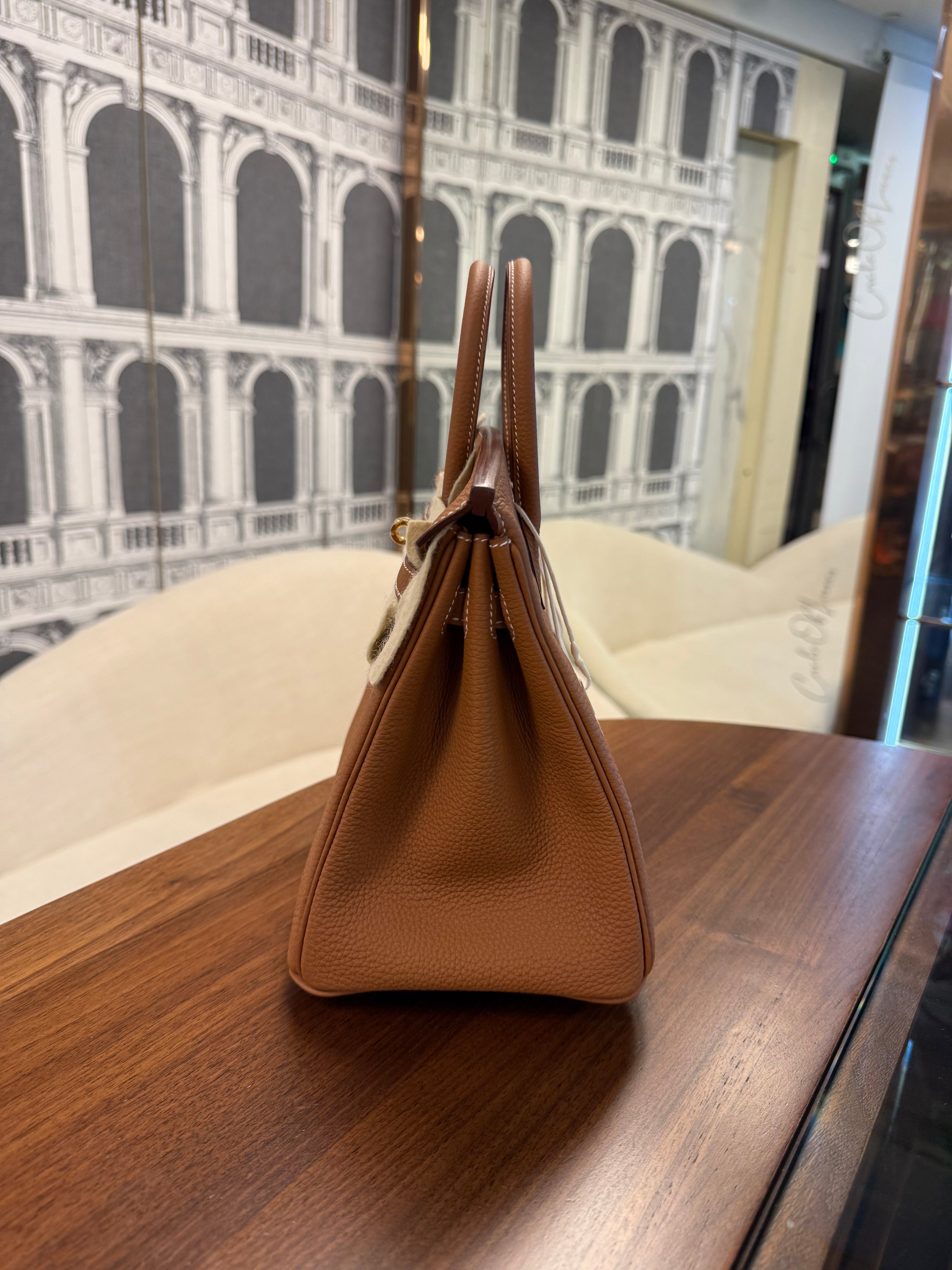 HERMES BIRKIN 25 GOLD ON GOLD TO GO STAMP U