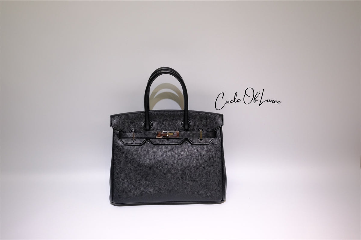 HERMES BIRKIN 30 NOIR EPSOM PHW