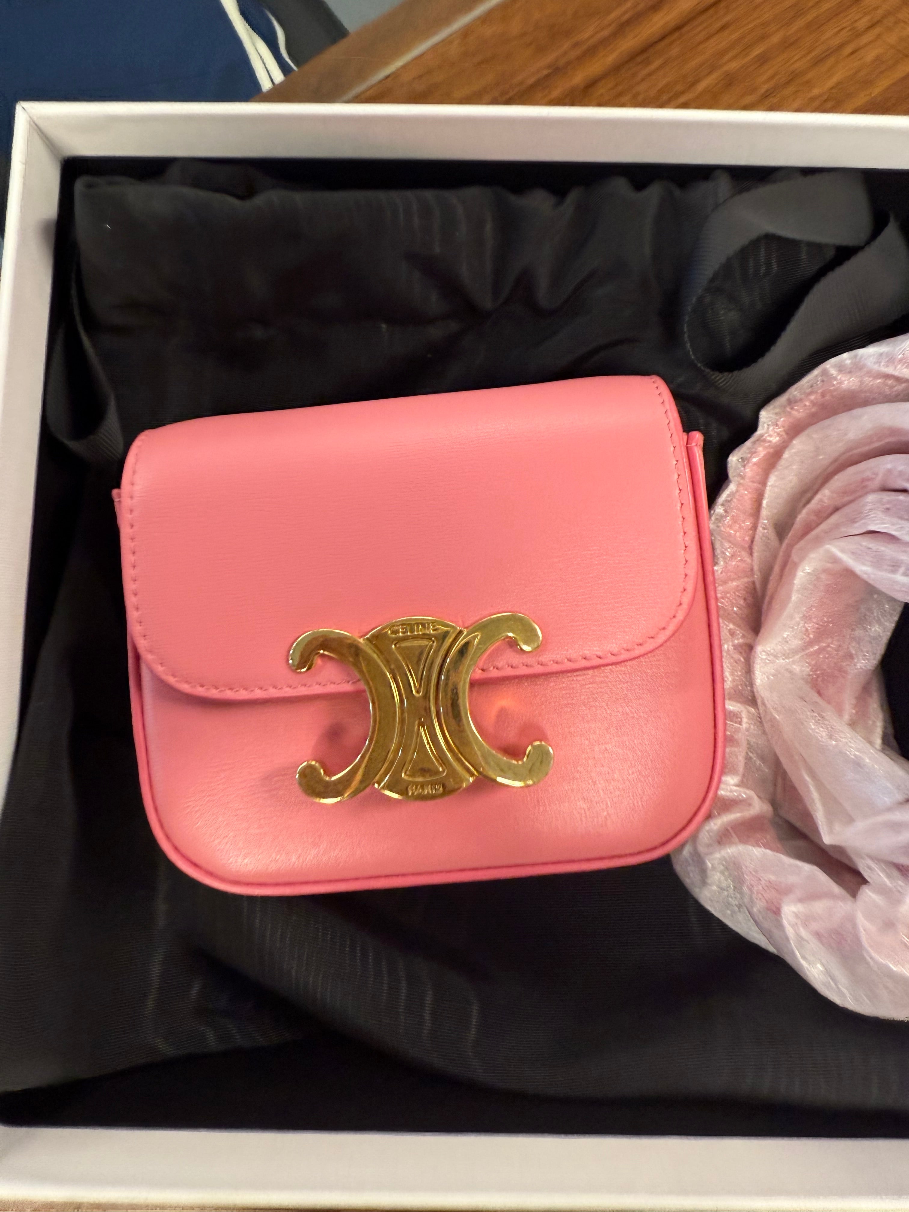 CELINE MINI CLAUDE IN SHINY CALFSKIN PINK GHW