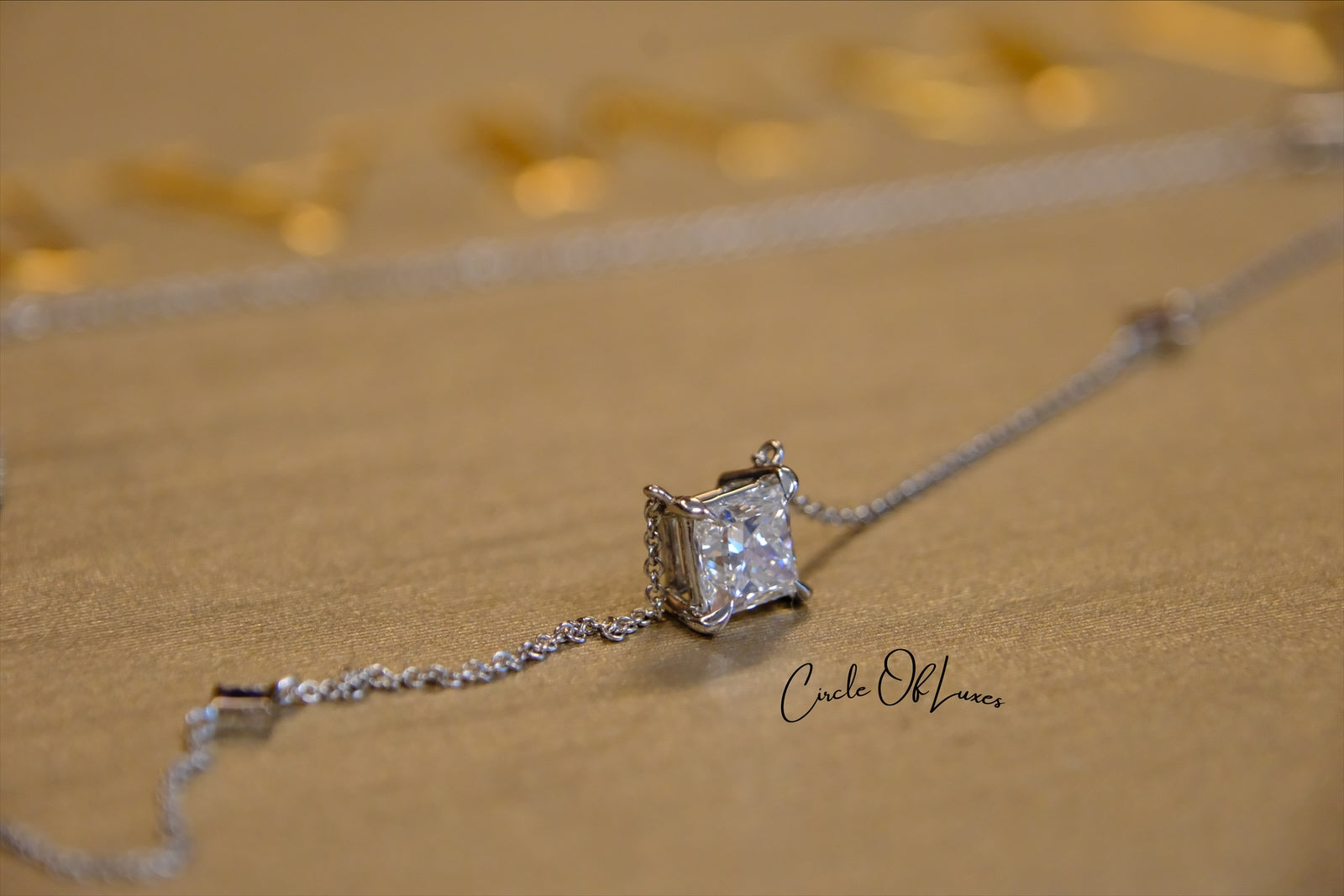 18ct White Gold Diamond and Sapphire pendant.
