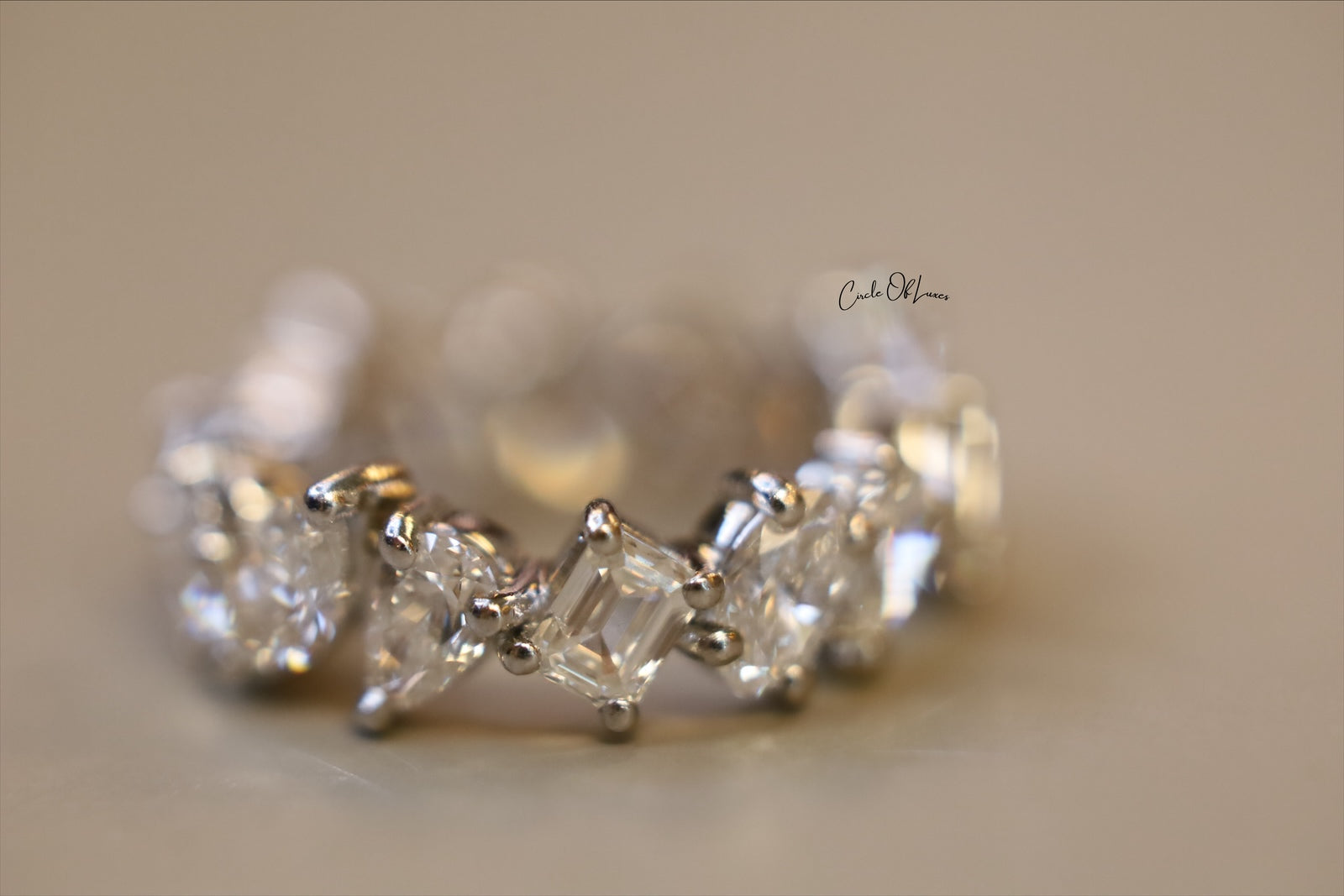 Platinum  eternity Oval, Pears, Marquise & Emerald Diamonds  ring