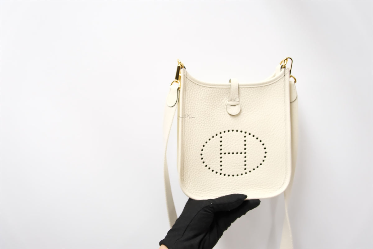 HERMES MINI EVELYNE CREAM GHW STAMP K