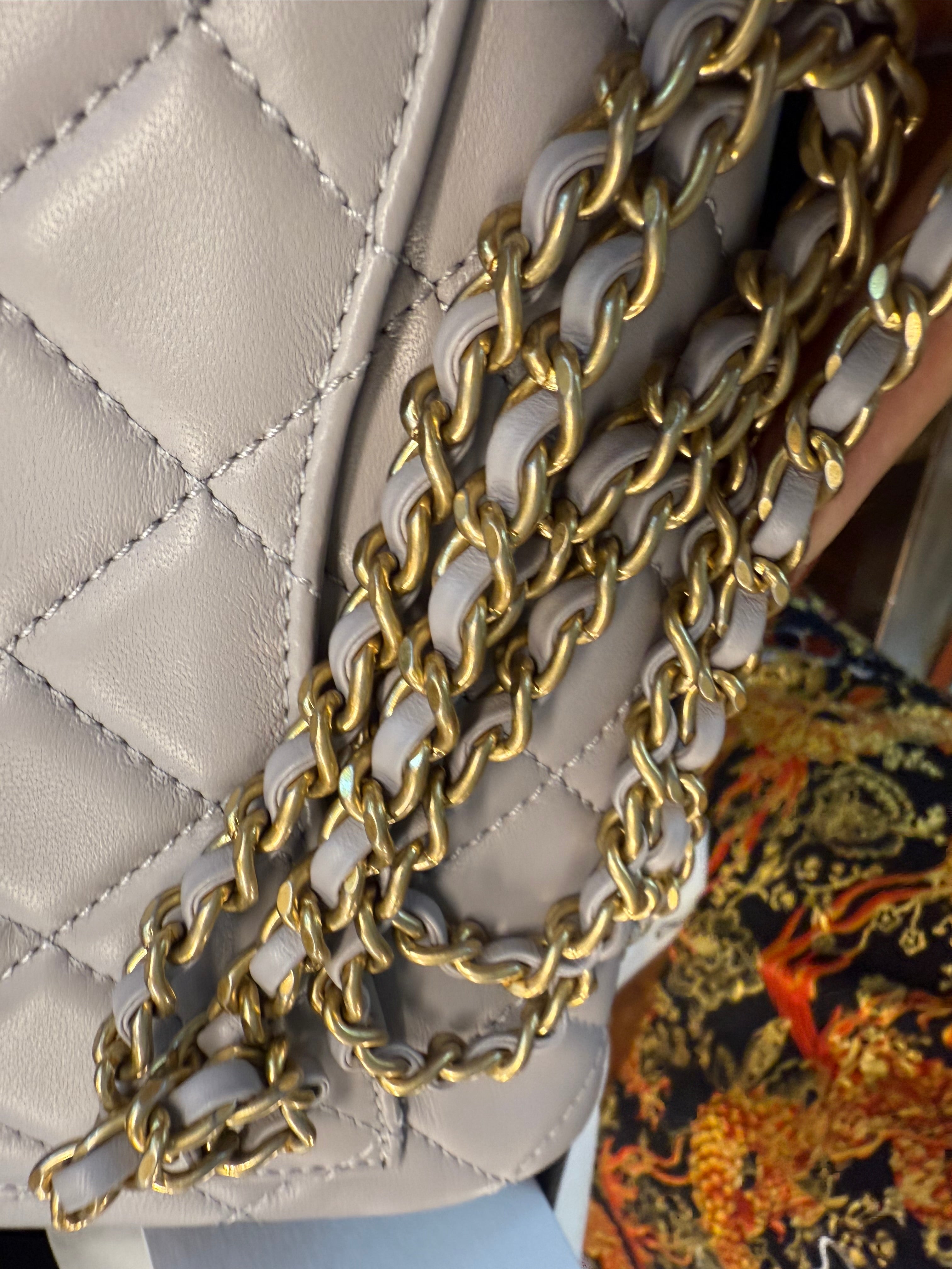 CHANEL MINI SQUARE PEARL CRUSH GREY GHW