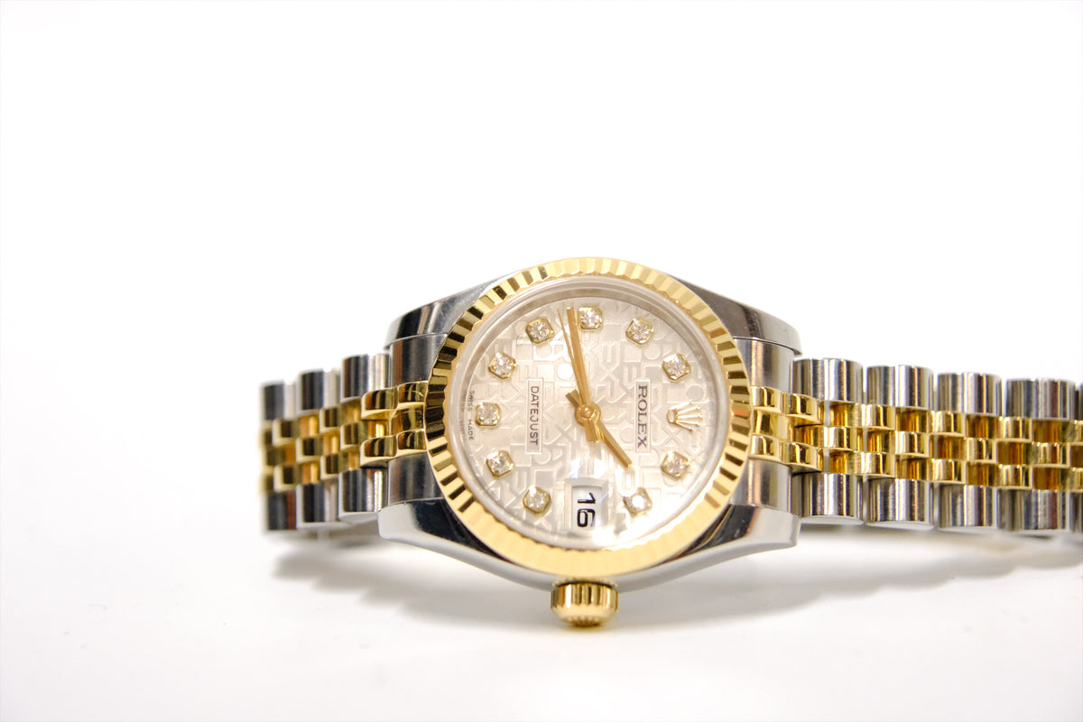 ROLEX 26mm DATEJUST COMPUTER FACE DIAMONDS DIAL TWOTONE .