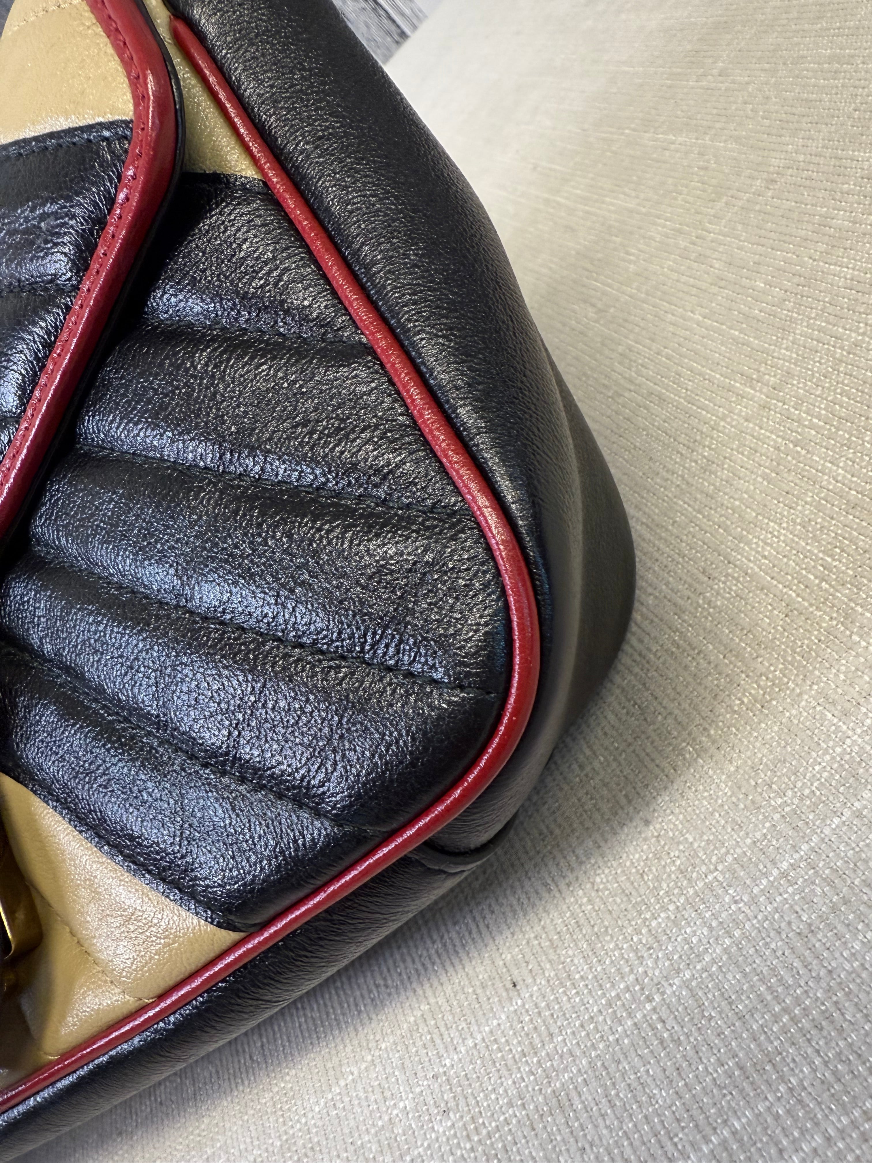 GUCCI SMALL MARMONT COLOUR BLOCK LEATHER   GHW