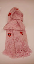LOUIS VUITTON LOGOMANIA SCRAF WOOL SILK  PINK