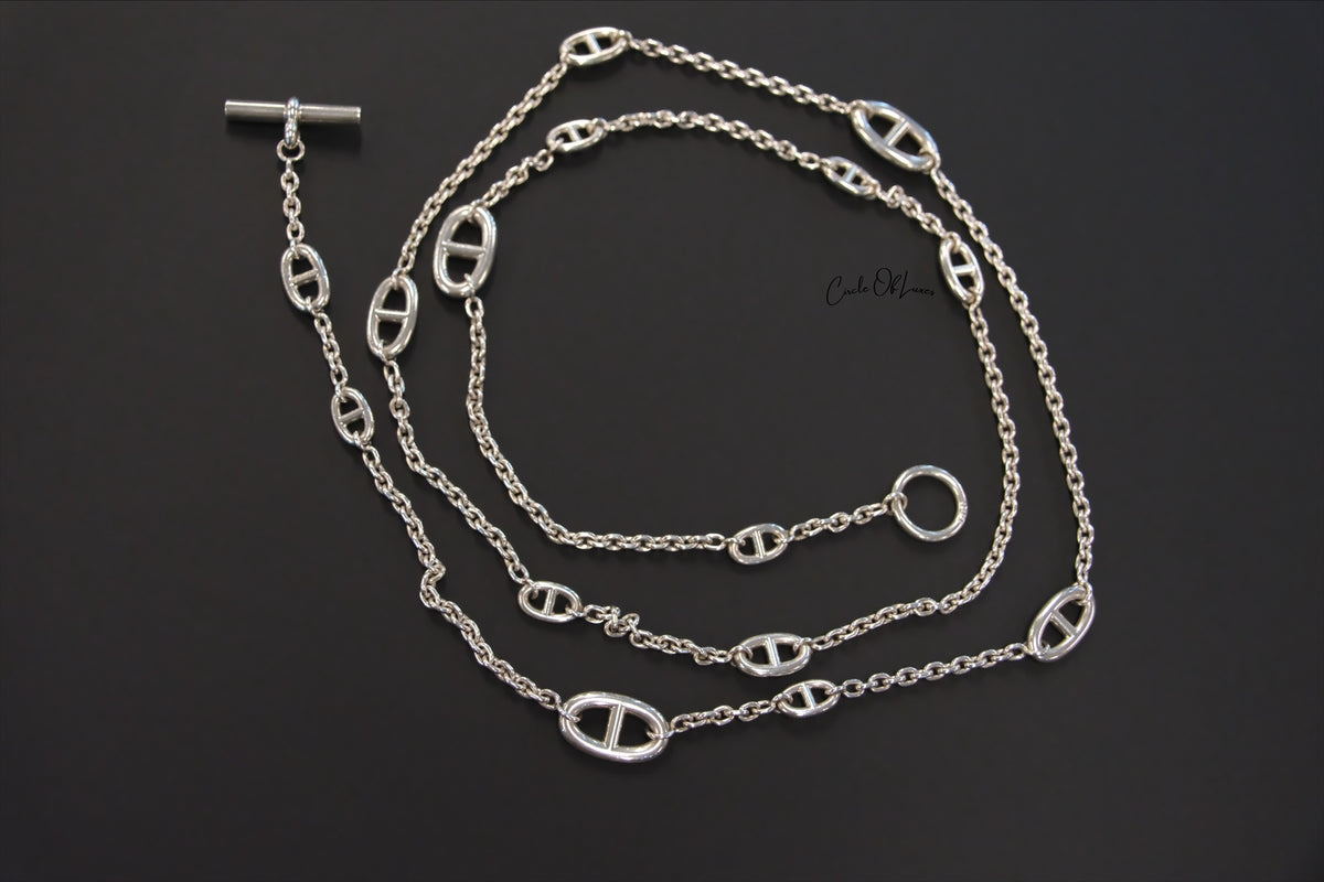 HERMES  SILVER 160cm NECKLACE