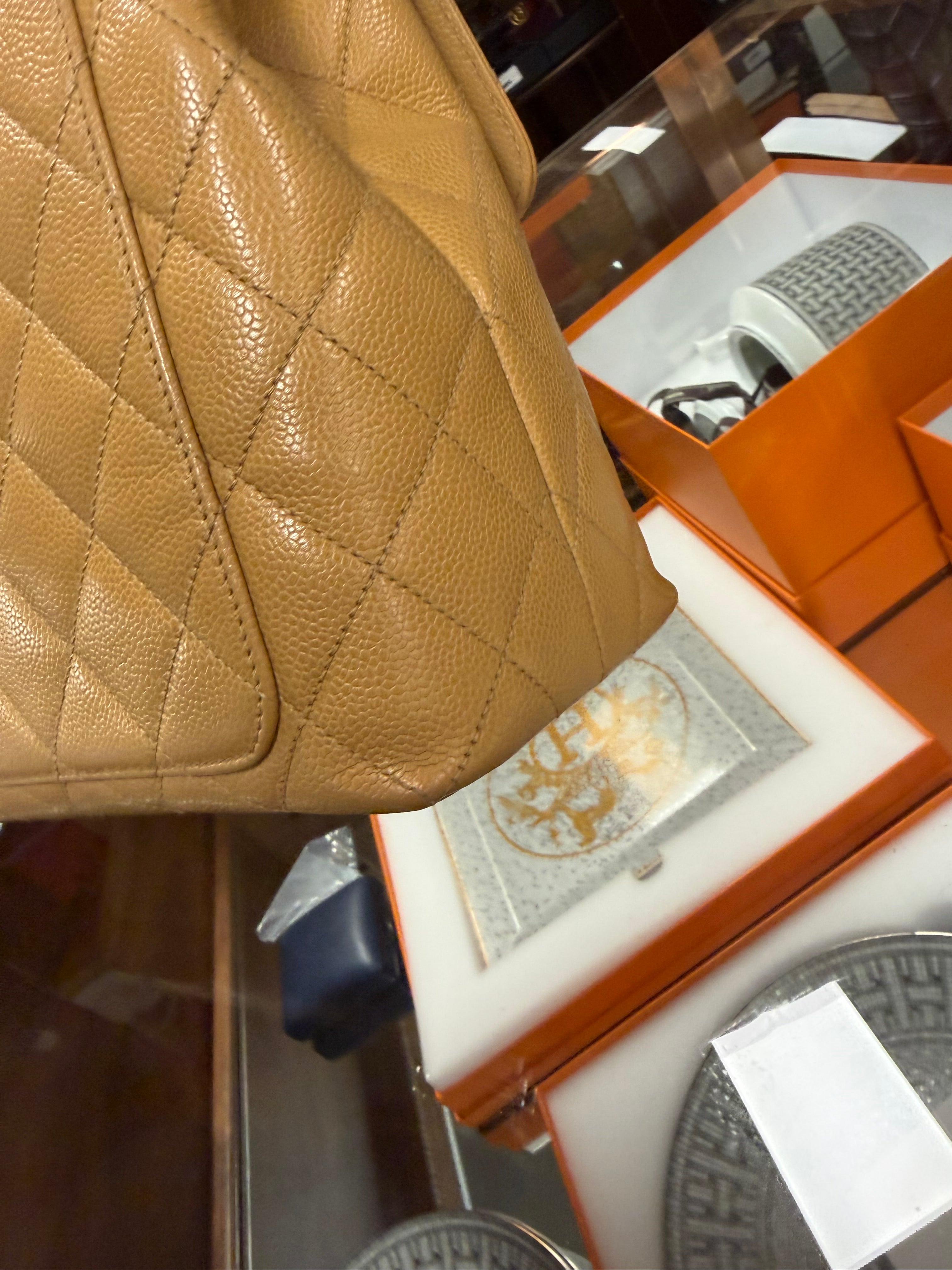 C C KELLY TOP HANDLE CAVIAR BEIGE GHW VINTAGE