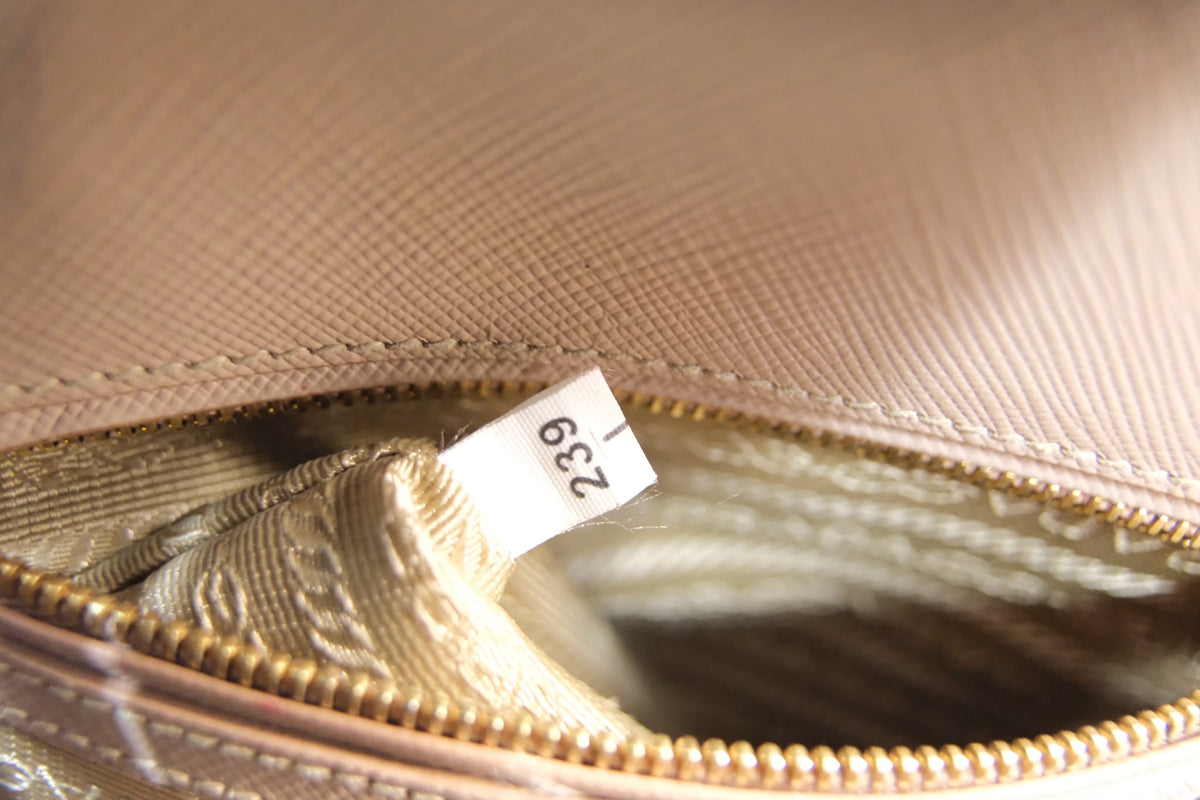 Prada Promenade Small Bag  Powder Pink Saffiano Leather & Gold Tone Hardware