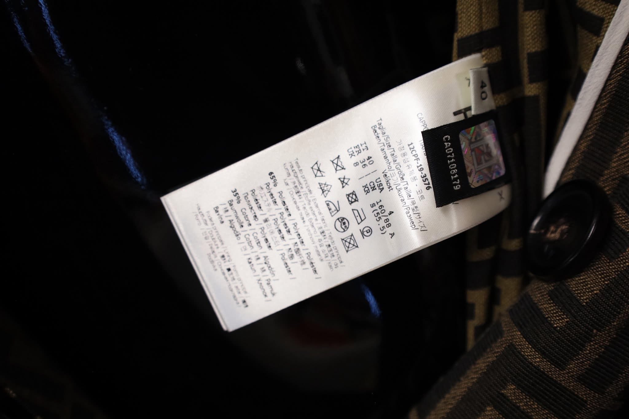 FENDI TRENCH COAT CANVAS SIZE 40IT