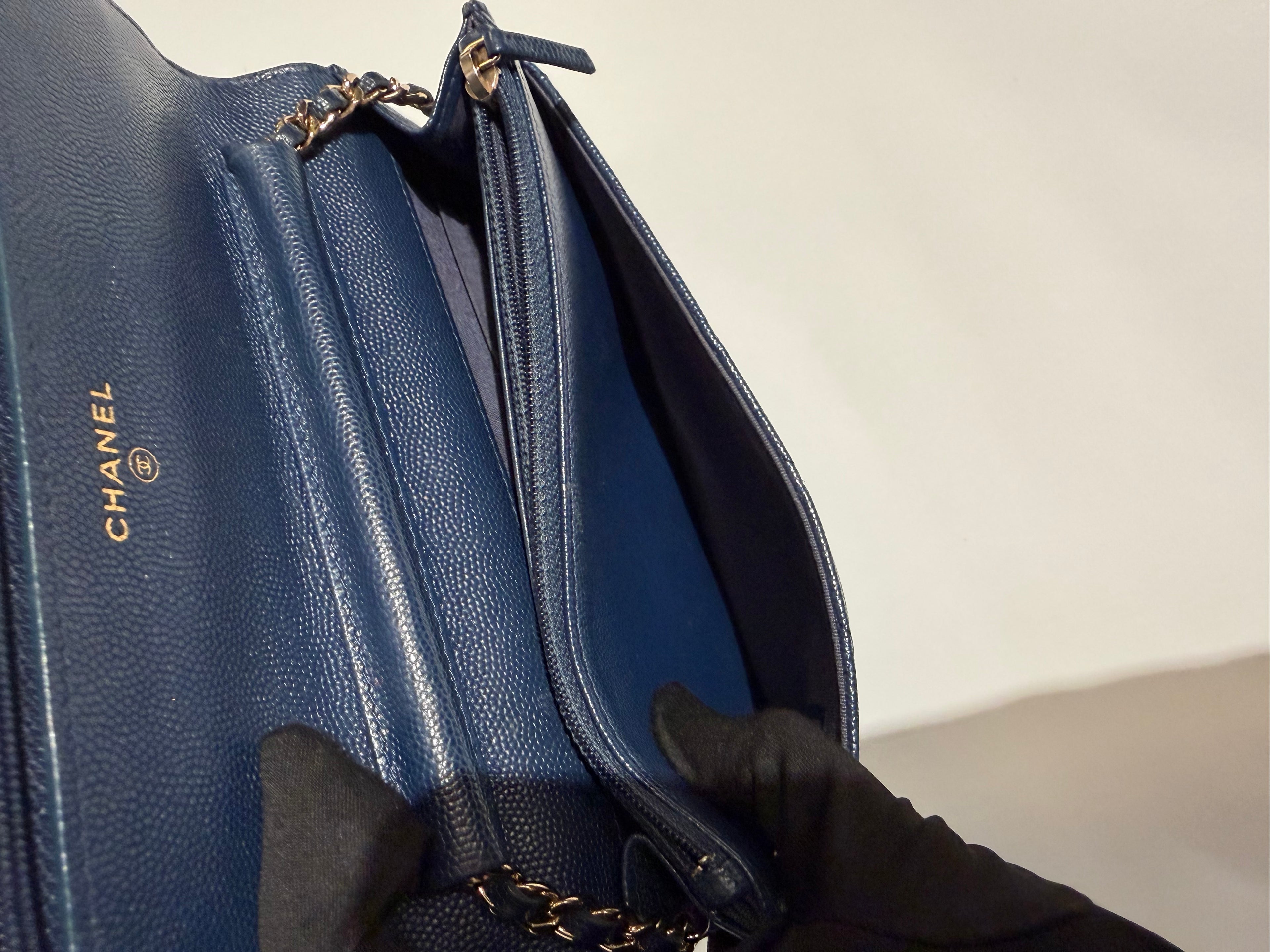 CHANEL WALLET ON CHAIN CAVIAR NAVY GHW