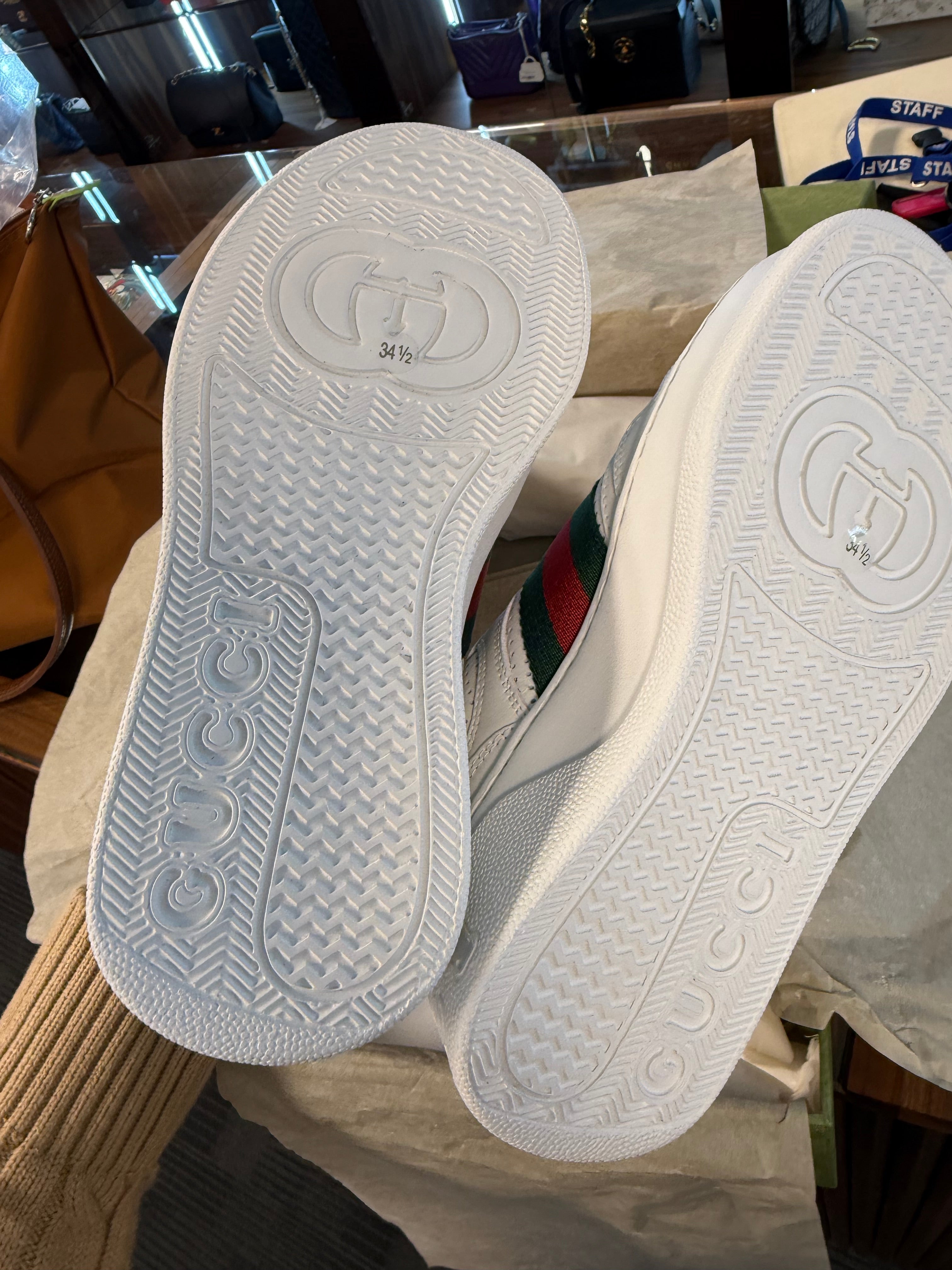 GUCCI TRAINER 34 1/2 WHITE SHOES