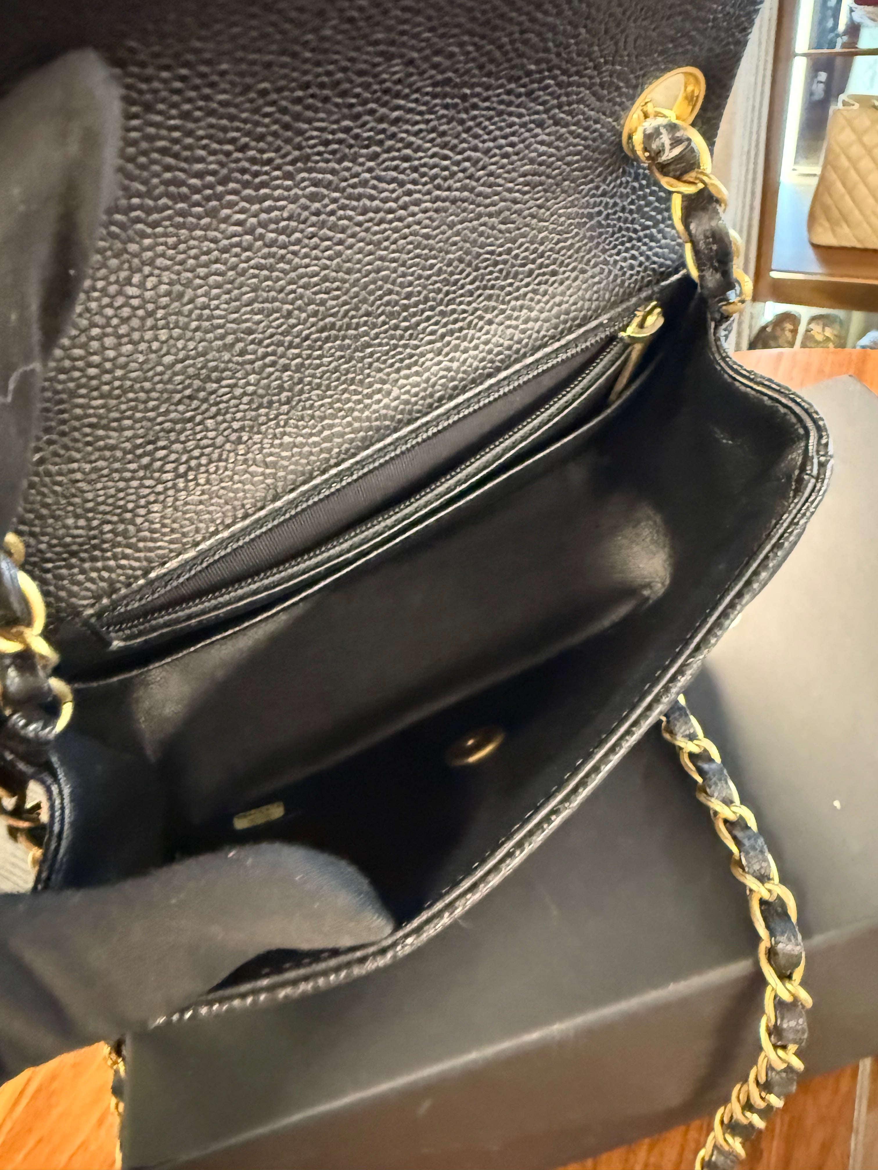 CHANEL MINI SQUARE BLACK CAVIAR GHW