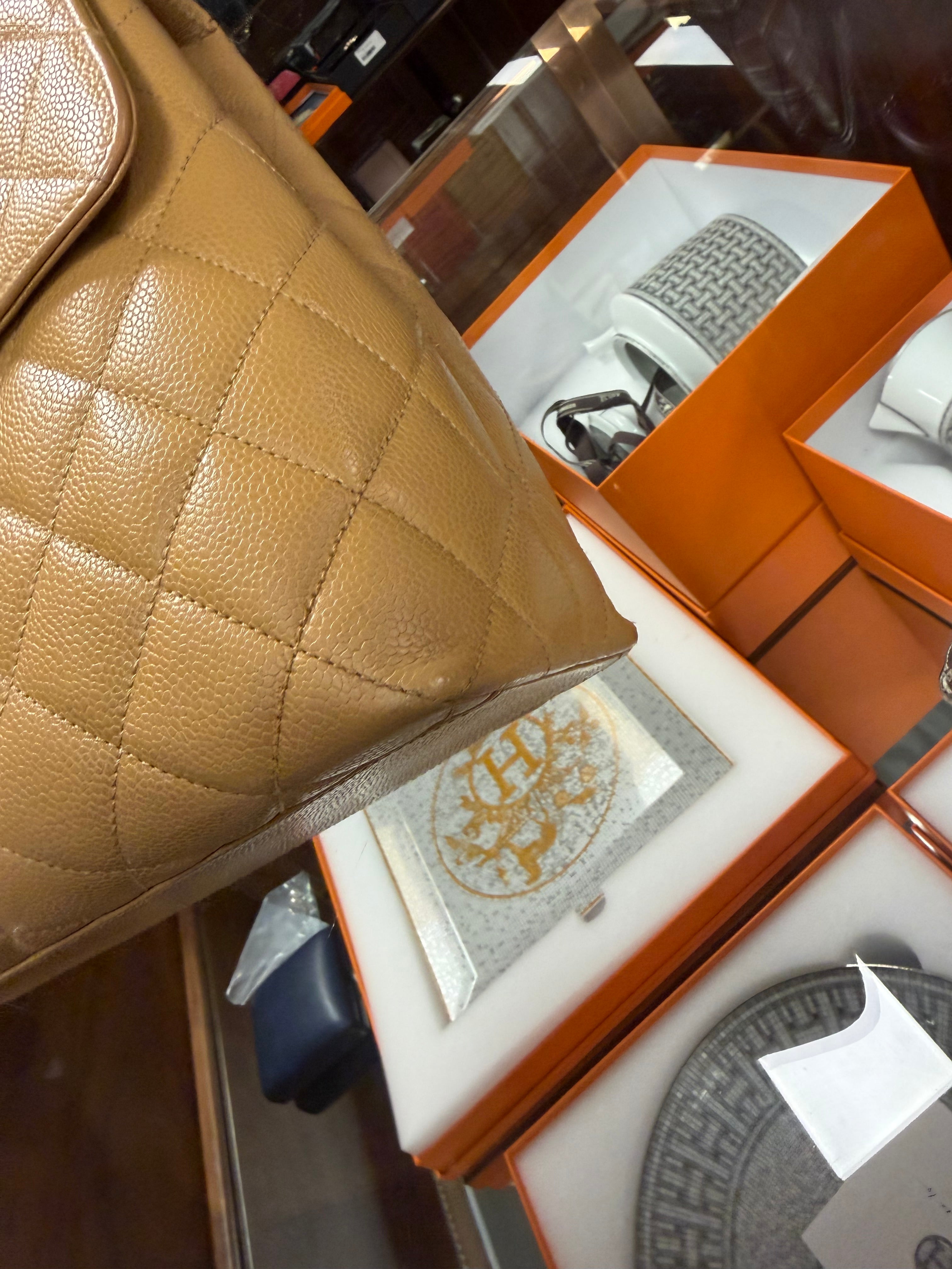 C C KELLY TOP HANDLE CAVIAR BEIGE GHW VINTAGE