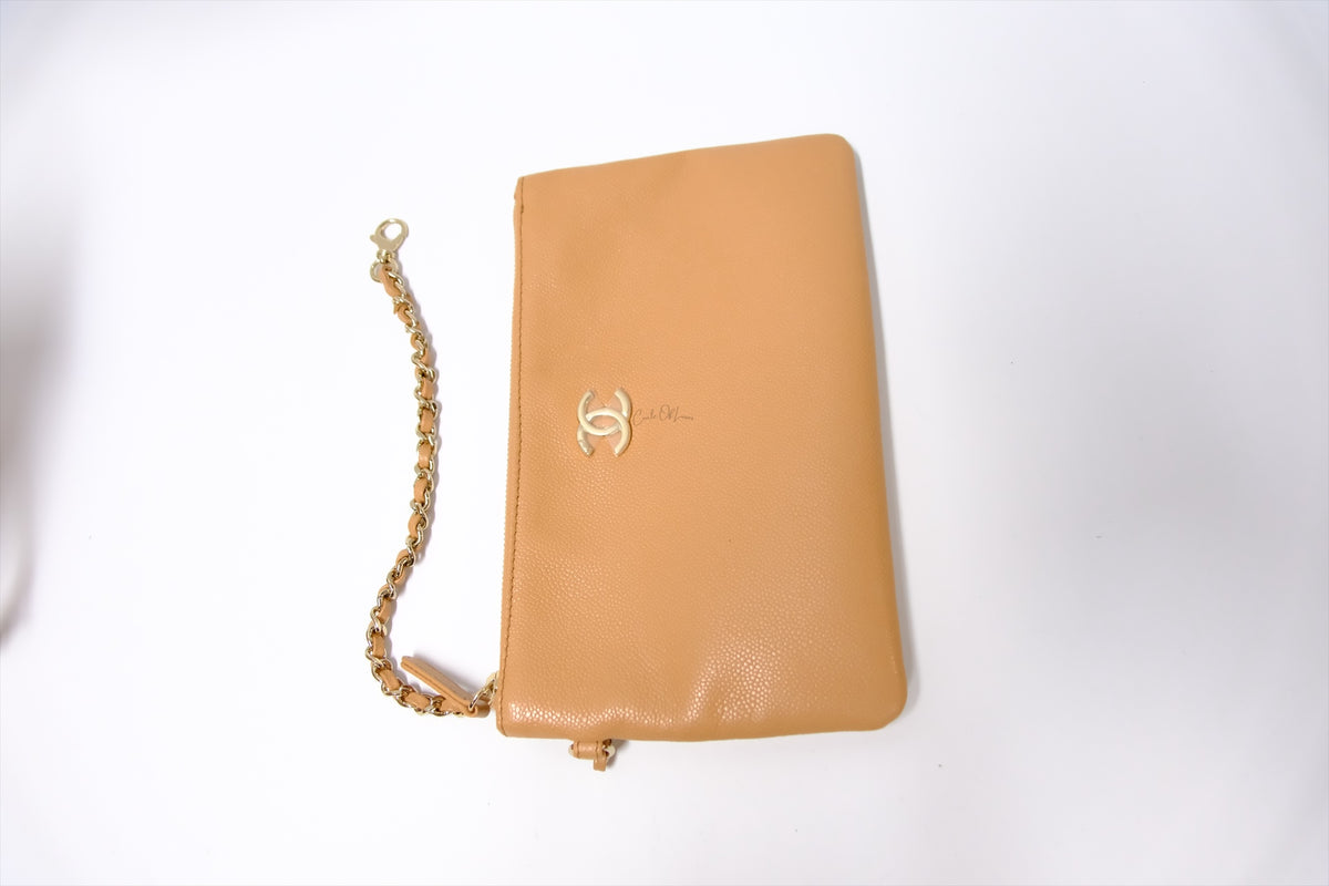 CHANEL DARK BEIGE SMALL TOTE CAVIAR GHW