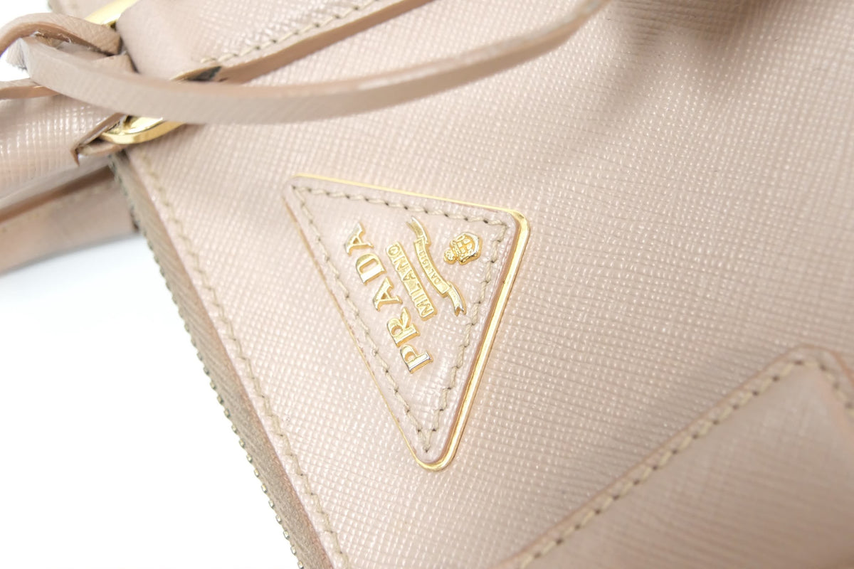 Prada Promenade Small Bag  Powder Pink Saffiano Leather & Gold Tone Hardware