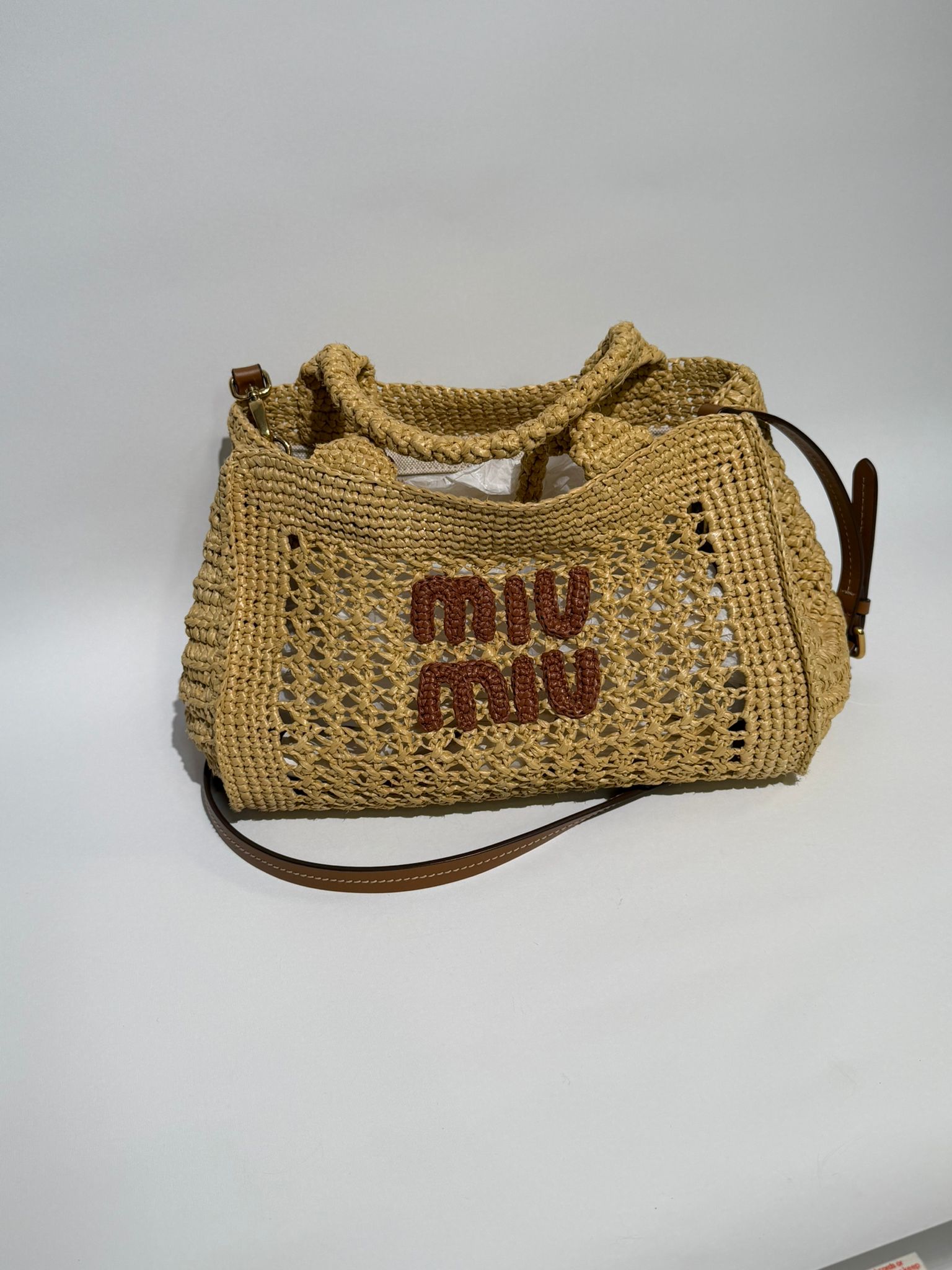 MIU MIU RAFFIA CROCHET SMALL BAG