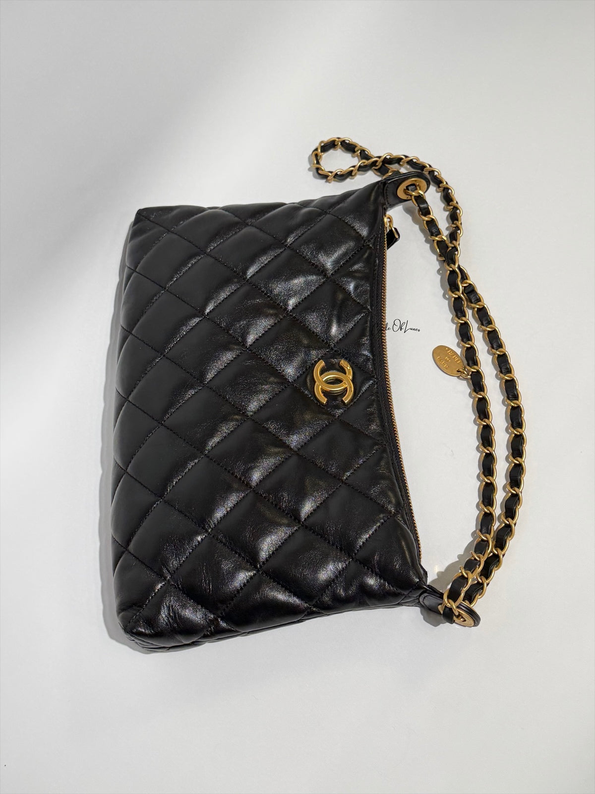 CHANEL HOBO 25s 26cm BLACK GHW (FULLSET)