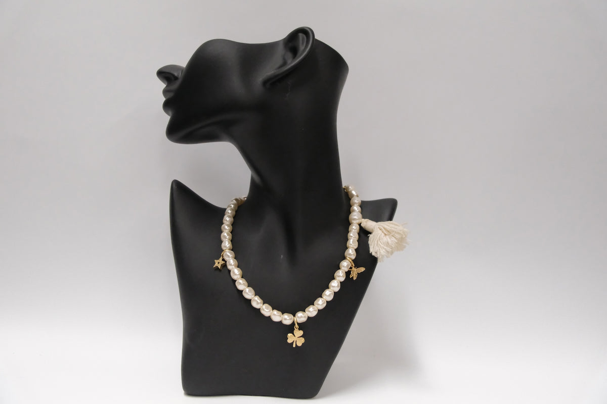 DIOR LUCKY CHARM FAUX PEARLS NECKLACE