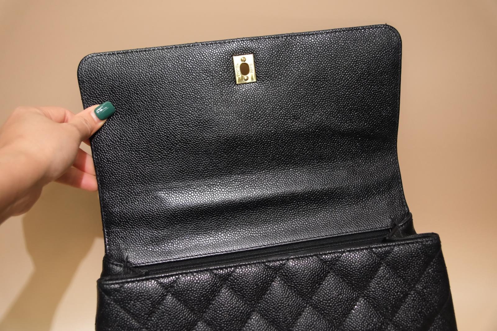 CHANEL KELLY VINTAGE BLACK QUILTED CAVIAR GHW