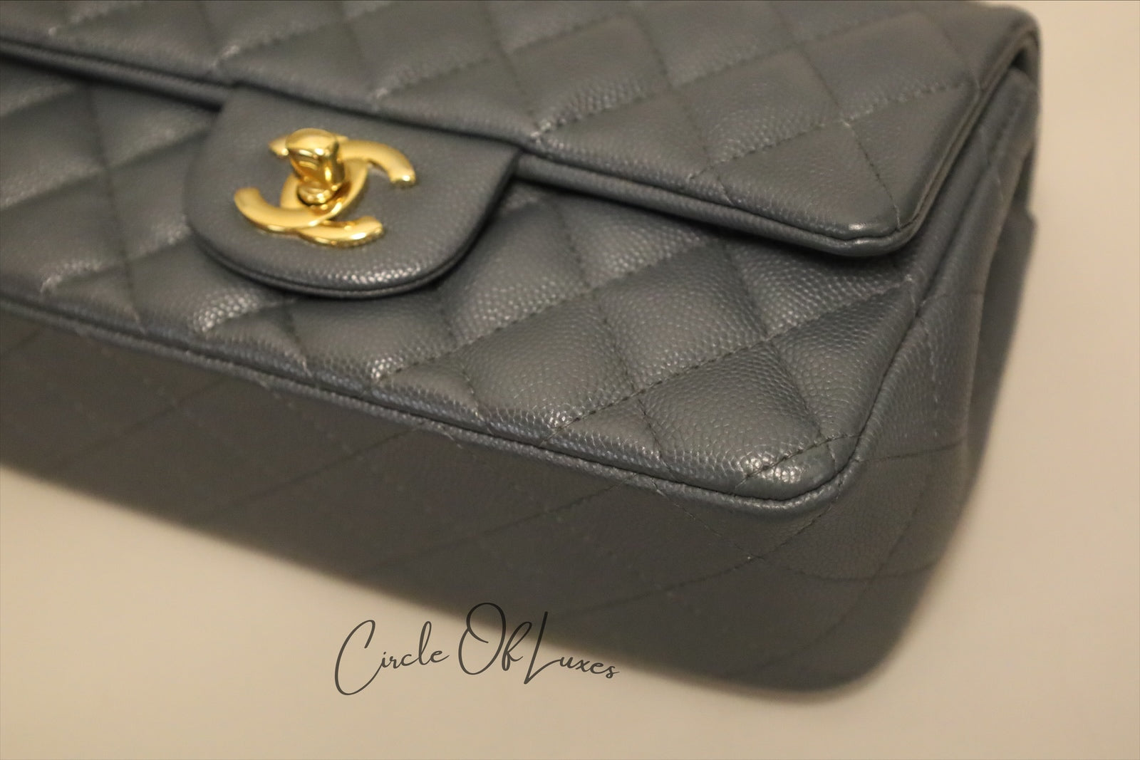 CHANEL MINI RECTANGLE GREY GHW CAVIAR