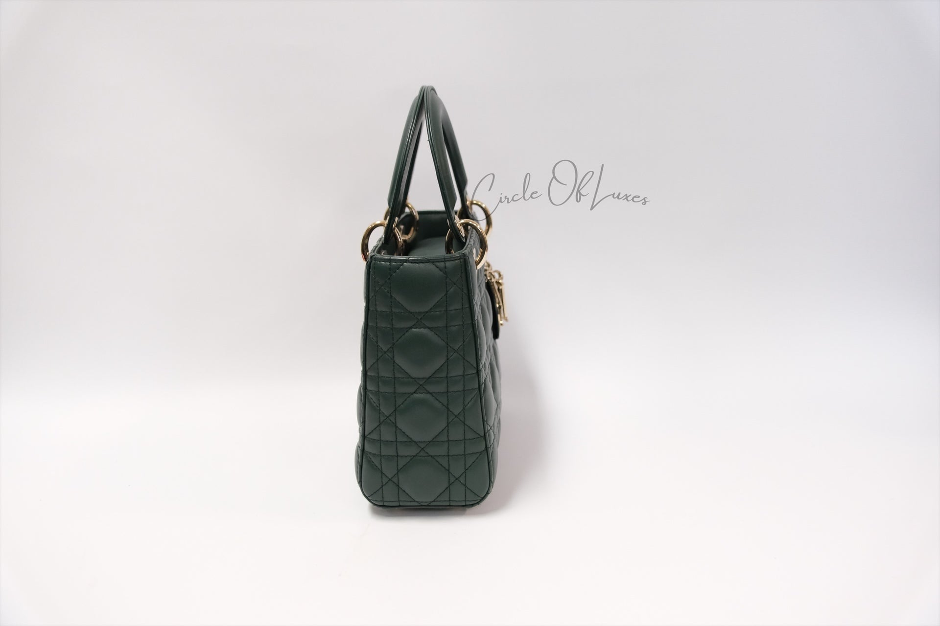 LADY DIOR SMALL DARK GREEN GHW