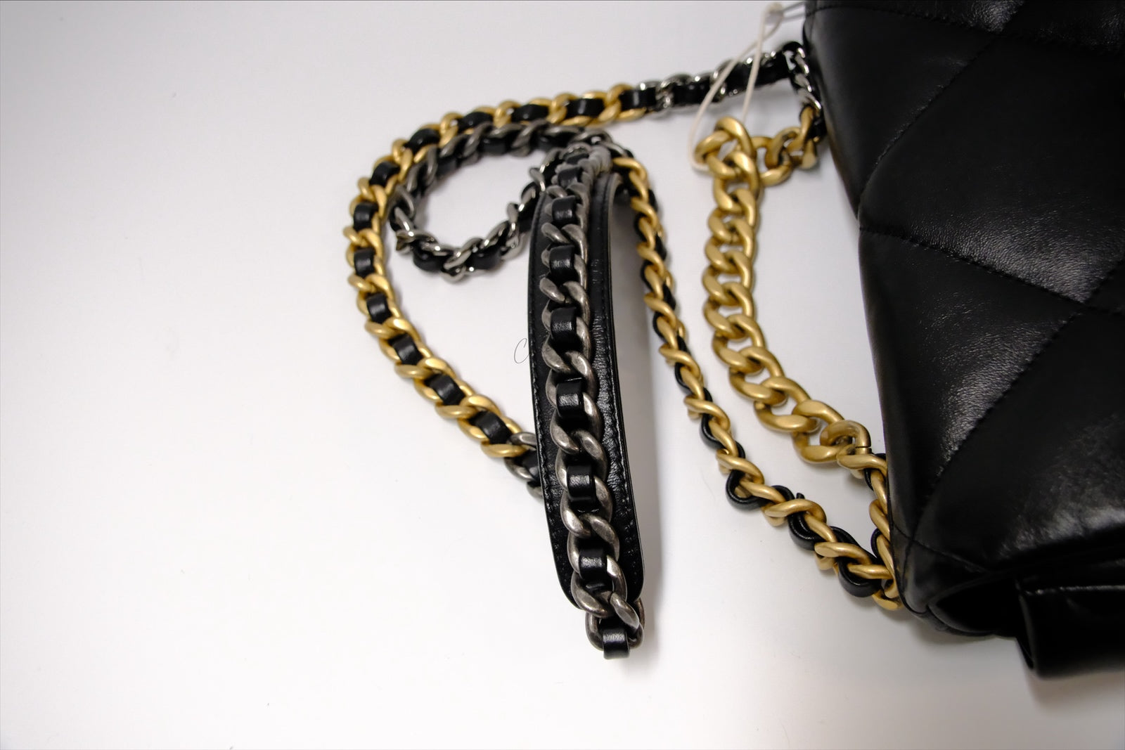 CHANEL C19 SMALL BLACK LAMSKIN