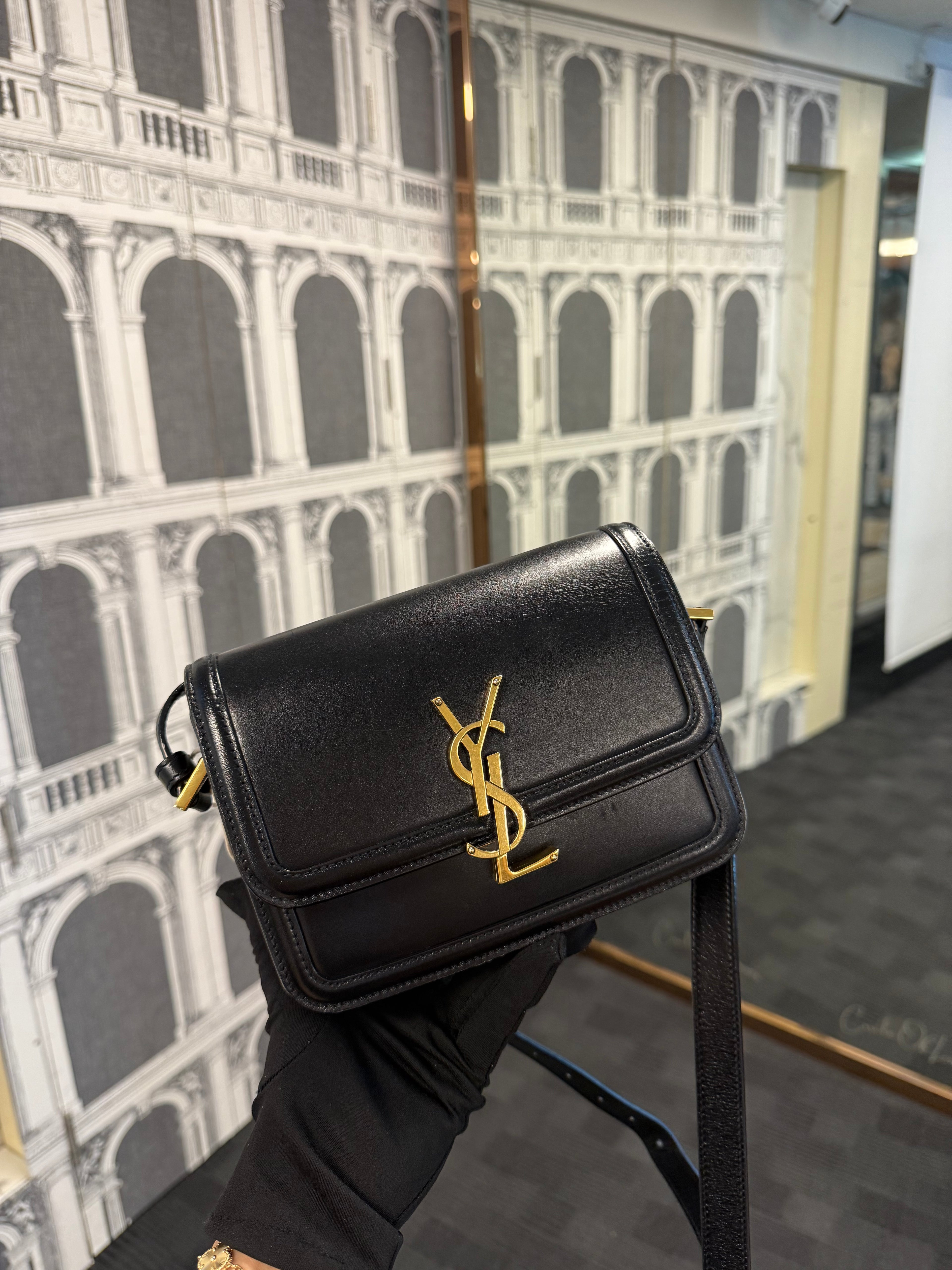 SAINT LAURENT SOLFERINO SATCHEL BLACK LEATHER BOX