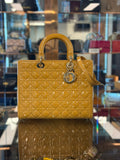 LADY DIOR LARGE YELLOW PATENT CANNAGE SHW