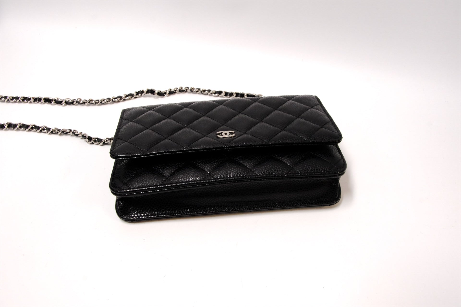 CHANEL  BLACK WALLET ON CHAIN CAVIAR SHW
