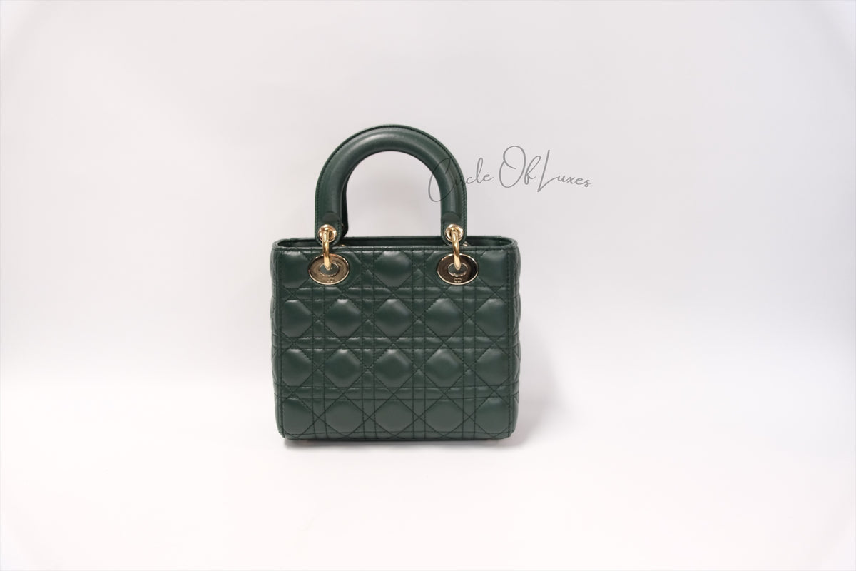 LADY DIOR SMALL DARK GREEN GHW
