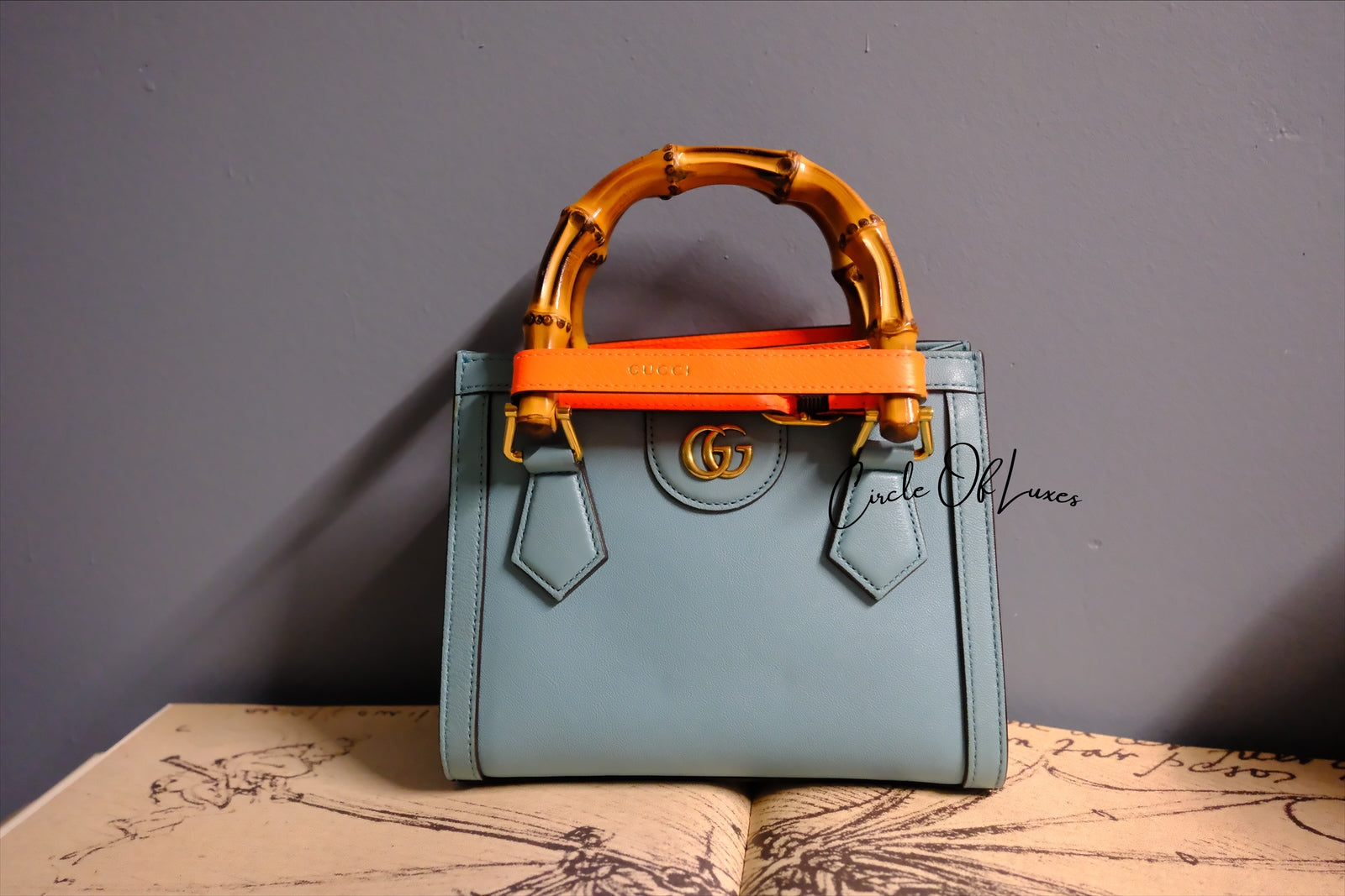 GUCCI DIANA BAMBOO TOP HANDLE SMALL BLUE