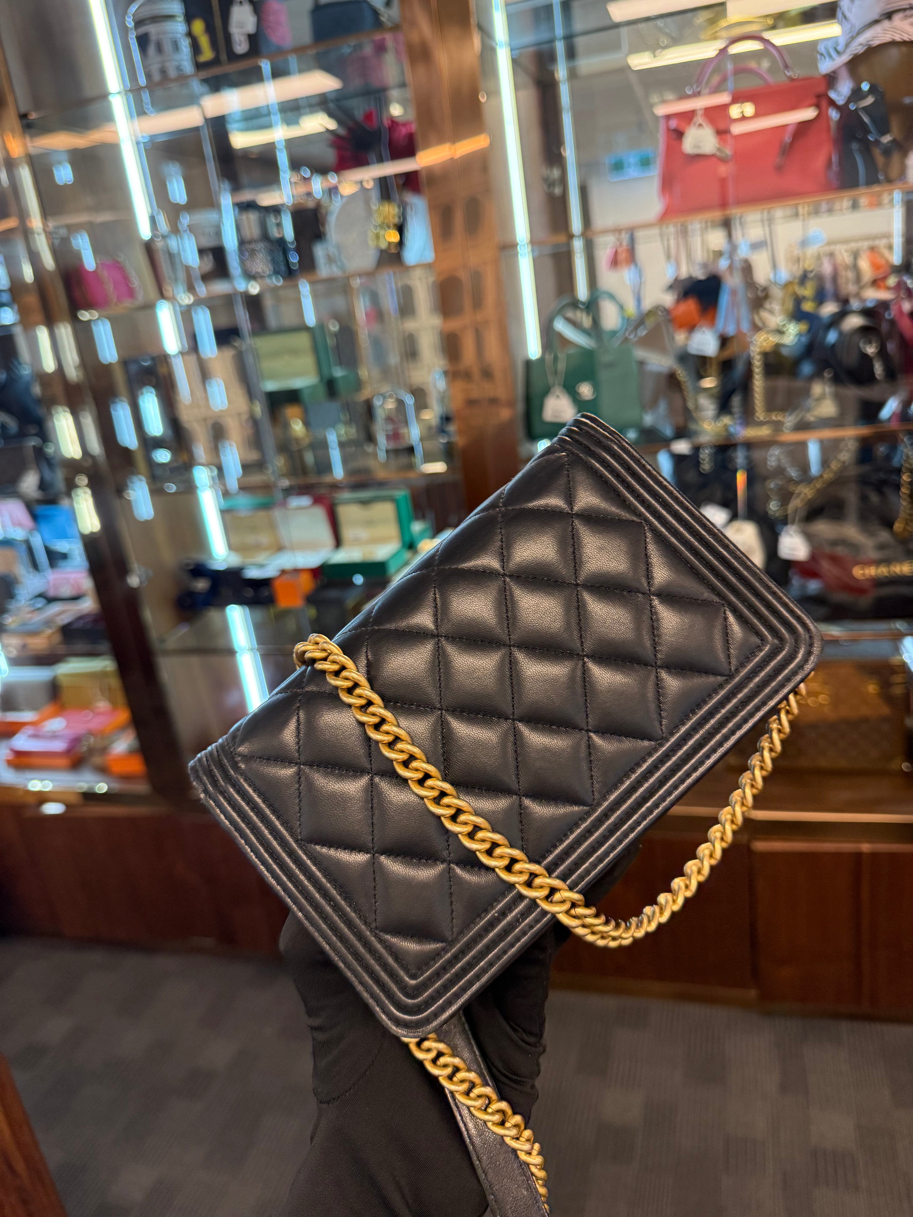 CHANEL WOC BOY BLACK LAMSKIN GHW