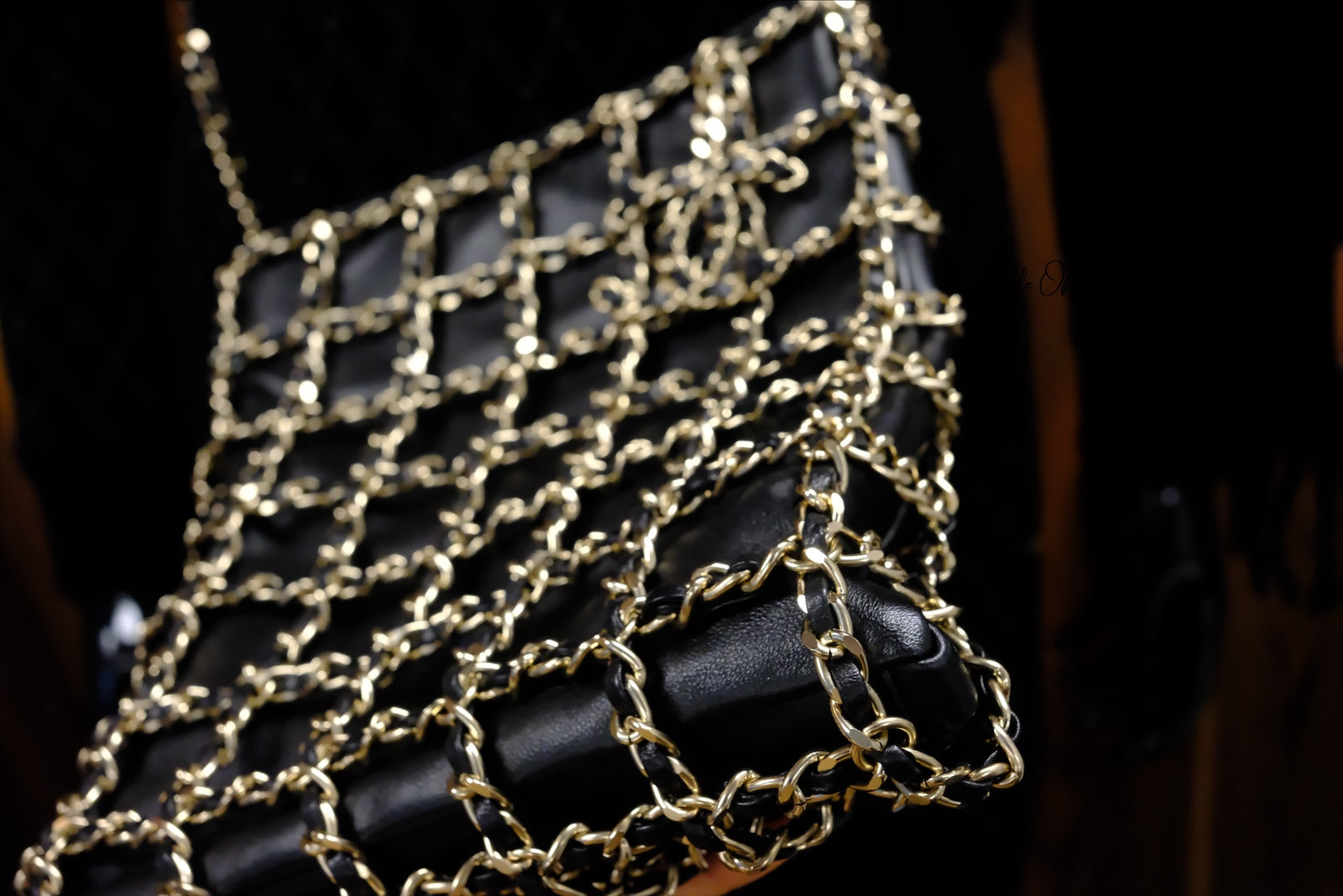 Chanel Lambskin Chain Net Shoulder Bag