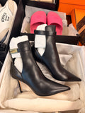 JIMMY CHOO LEATHER HEELED ANKLE BOOTS 39 BLACK