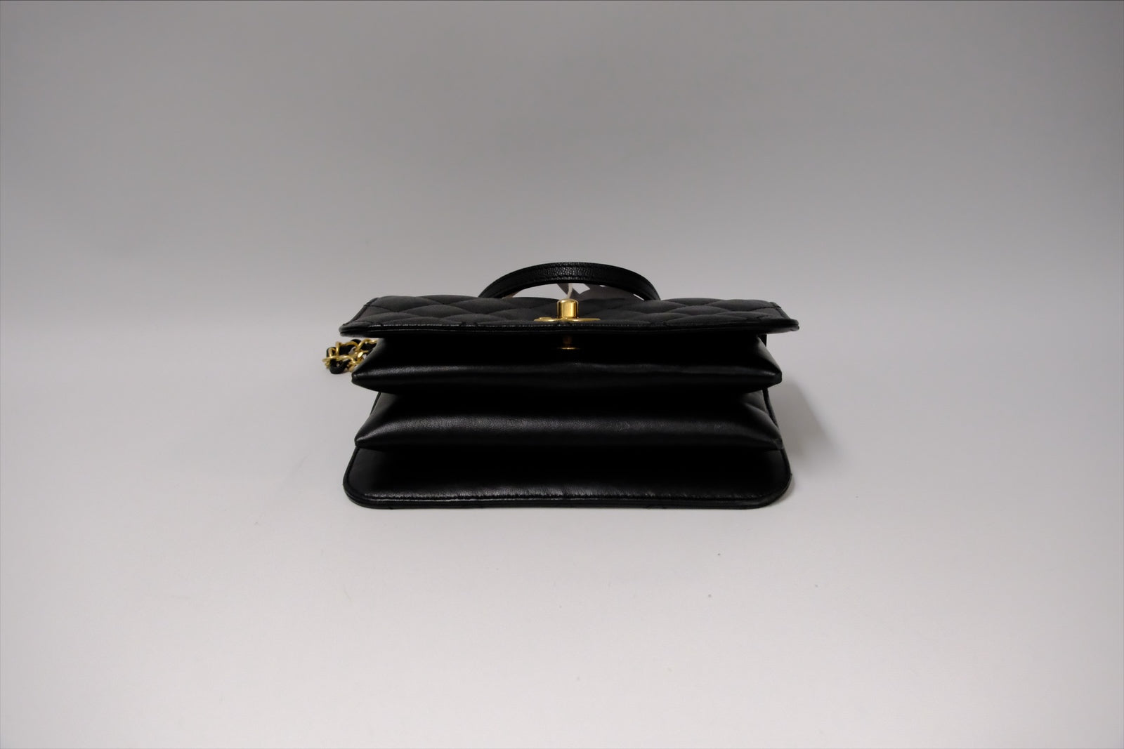 CHANEL SMALL PERFECT FIT FLAP BLACK SHINY CALFSKIN BRUSHED GOLD HARDWARE