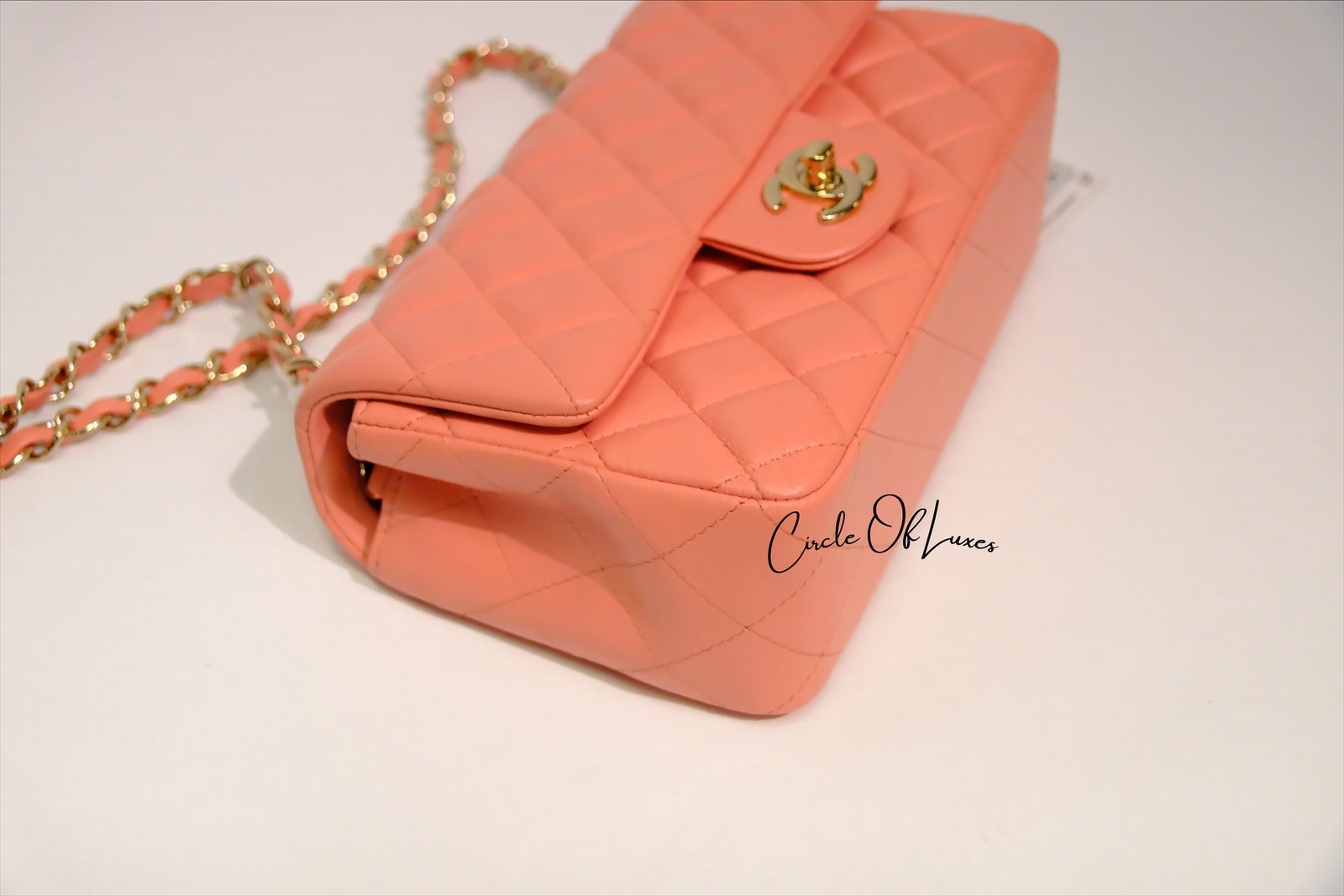 CHANEL MINI RECTANGLE LAMSKIN PINK GHW
