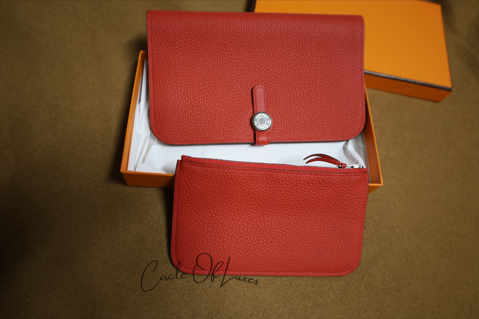HERMES WALLET RED DOGON